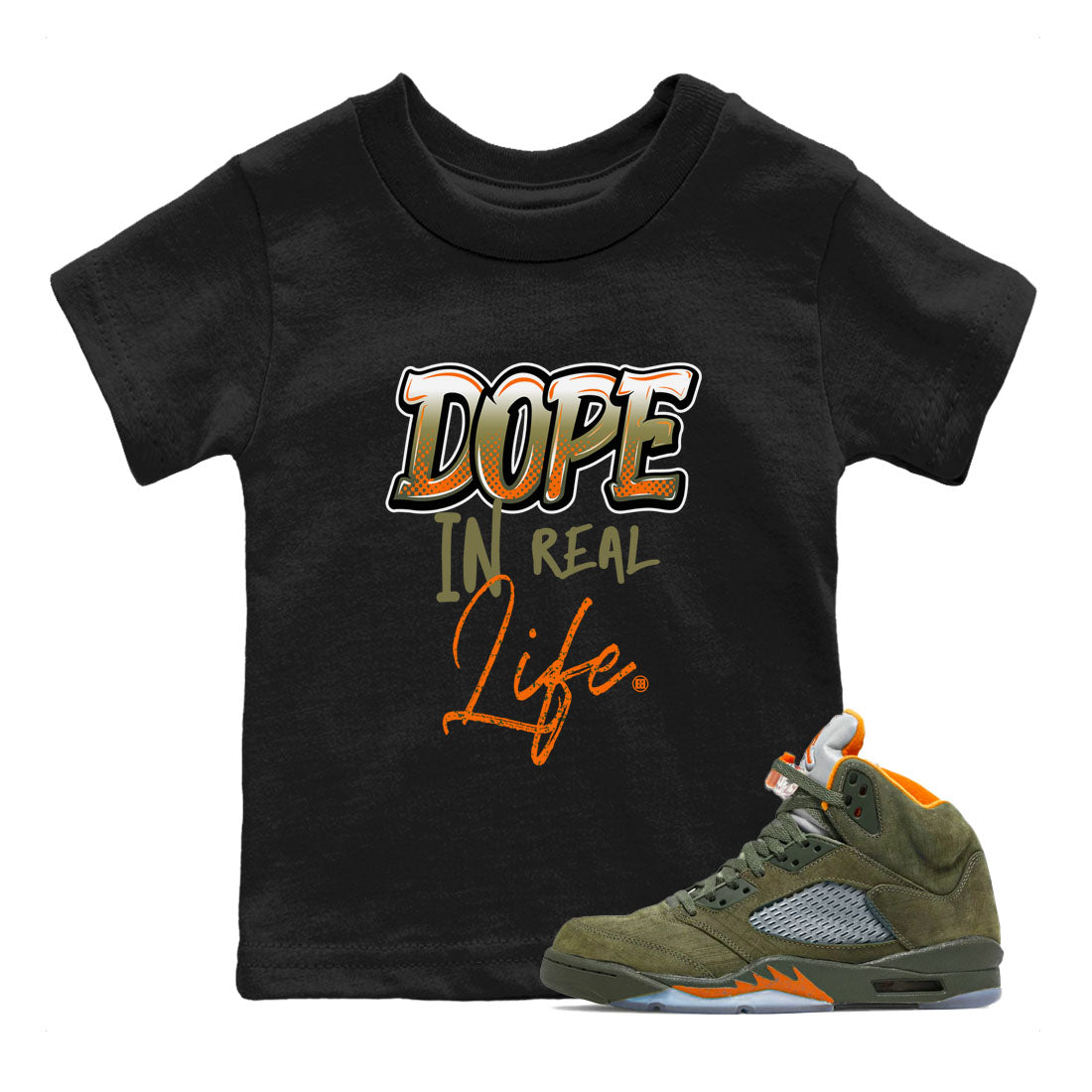 Dope In Real Life snkmatch Tees Kids - Air Jordan 5 Olive