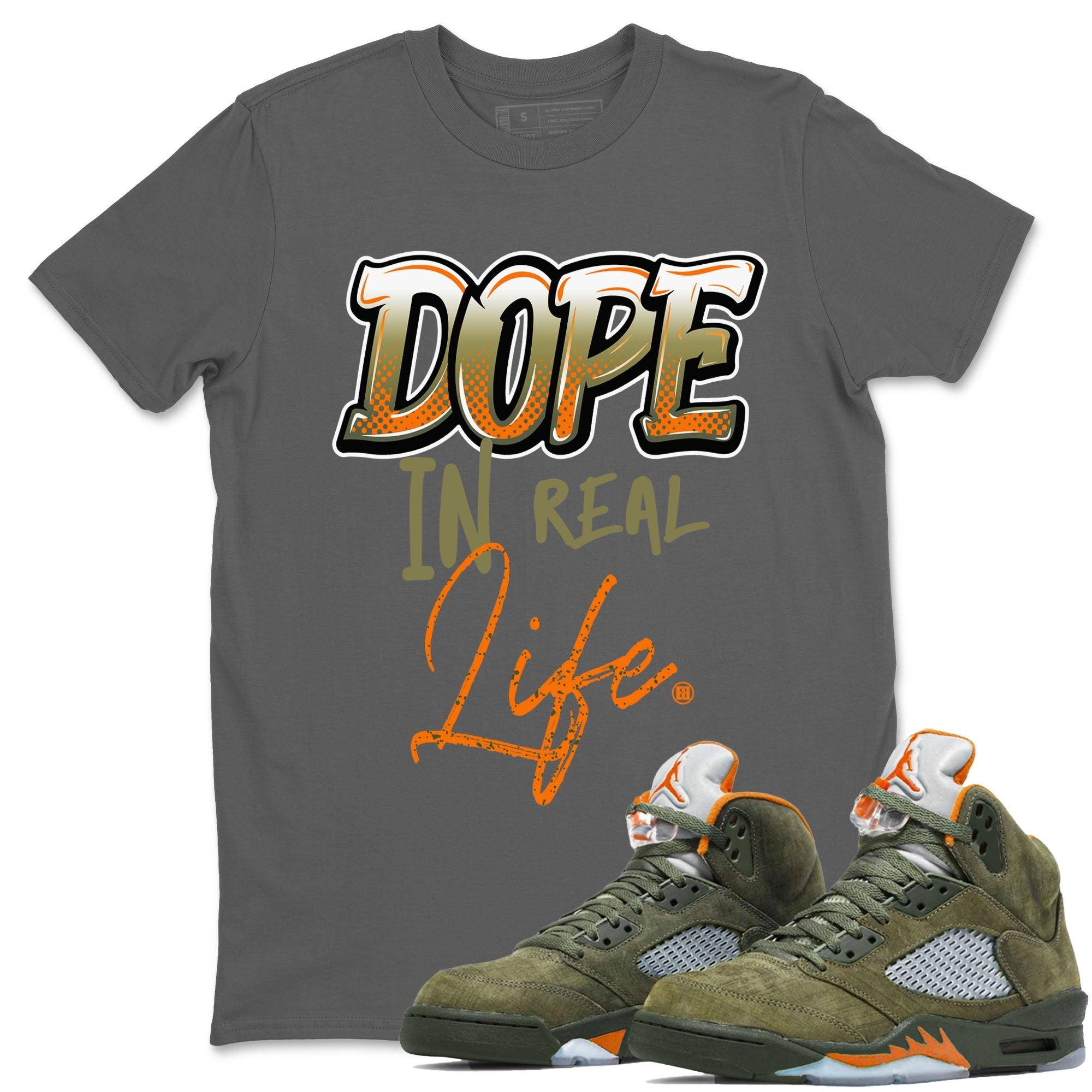 Dope In Real Life snkmatch Tees - Air Jordan 5 Olive