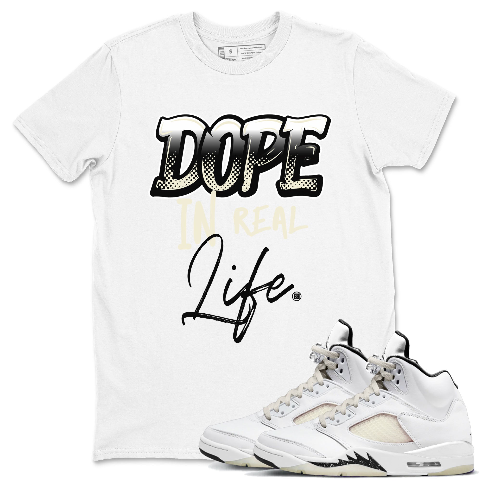 Dope In Real Life snkmatch Tees - Air Jordan 5 Sail