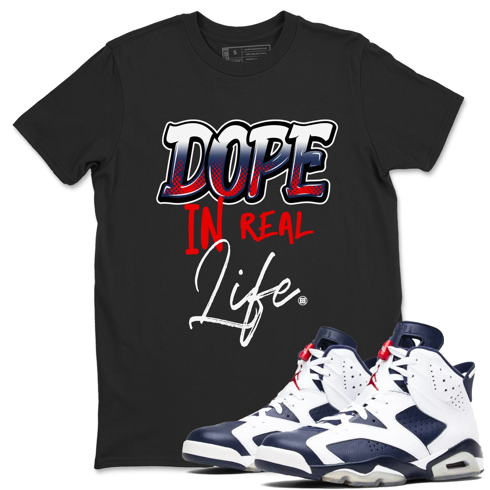 Dope In Real Life snkmatch Tees - Air Jordan 6 White And Midnight Navy