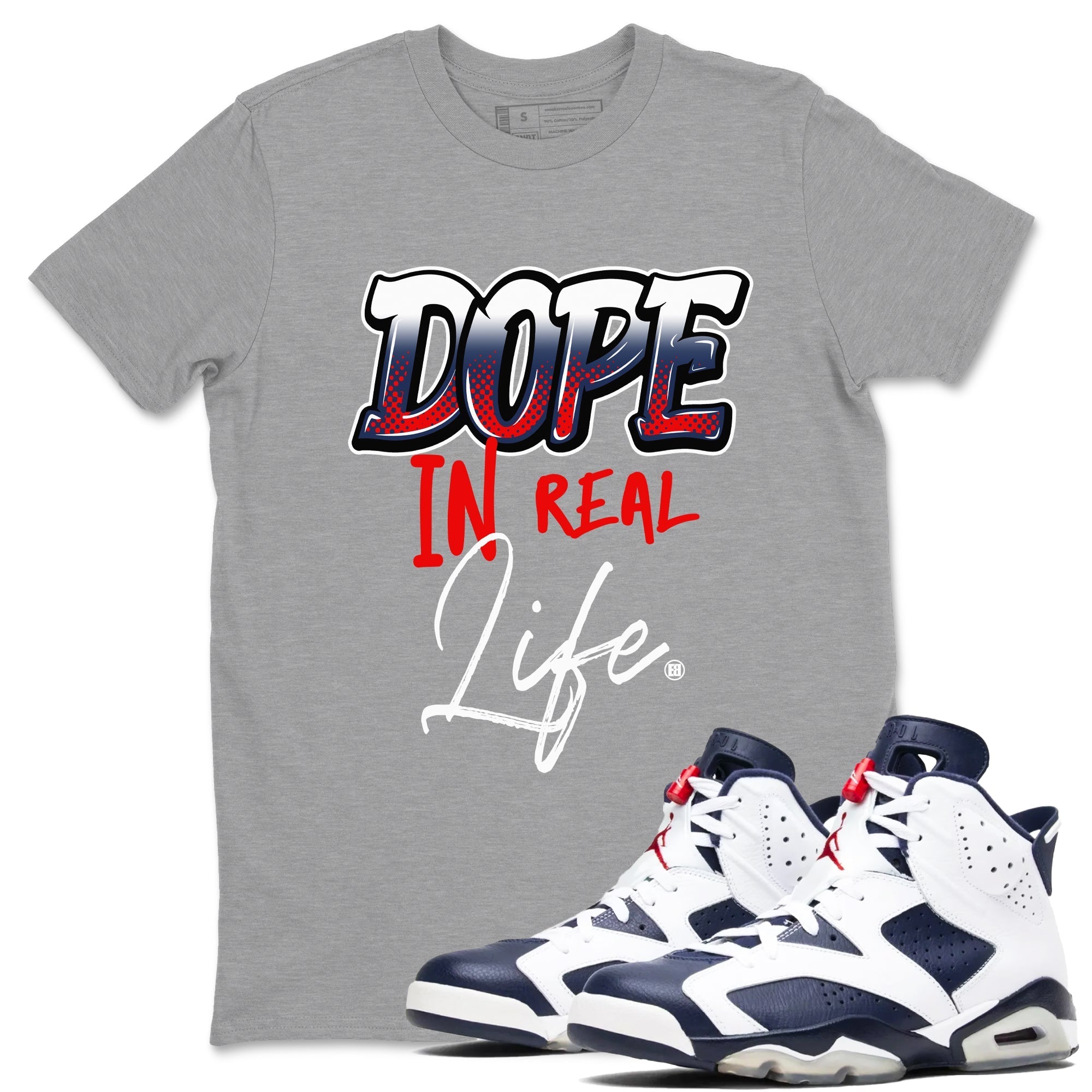 Dope In Real Life snkmatch Tees - Air Jordan 6 White And Midnight Navy