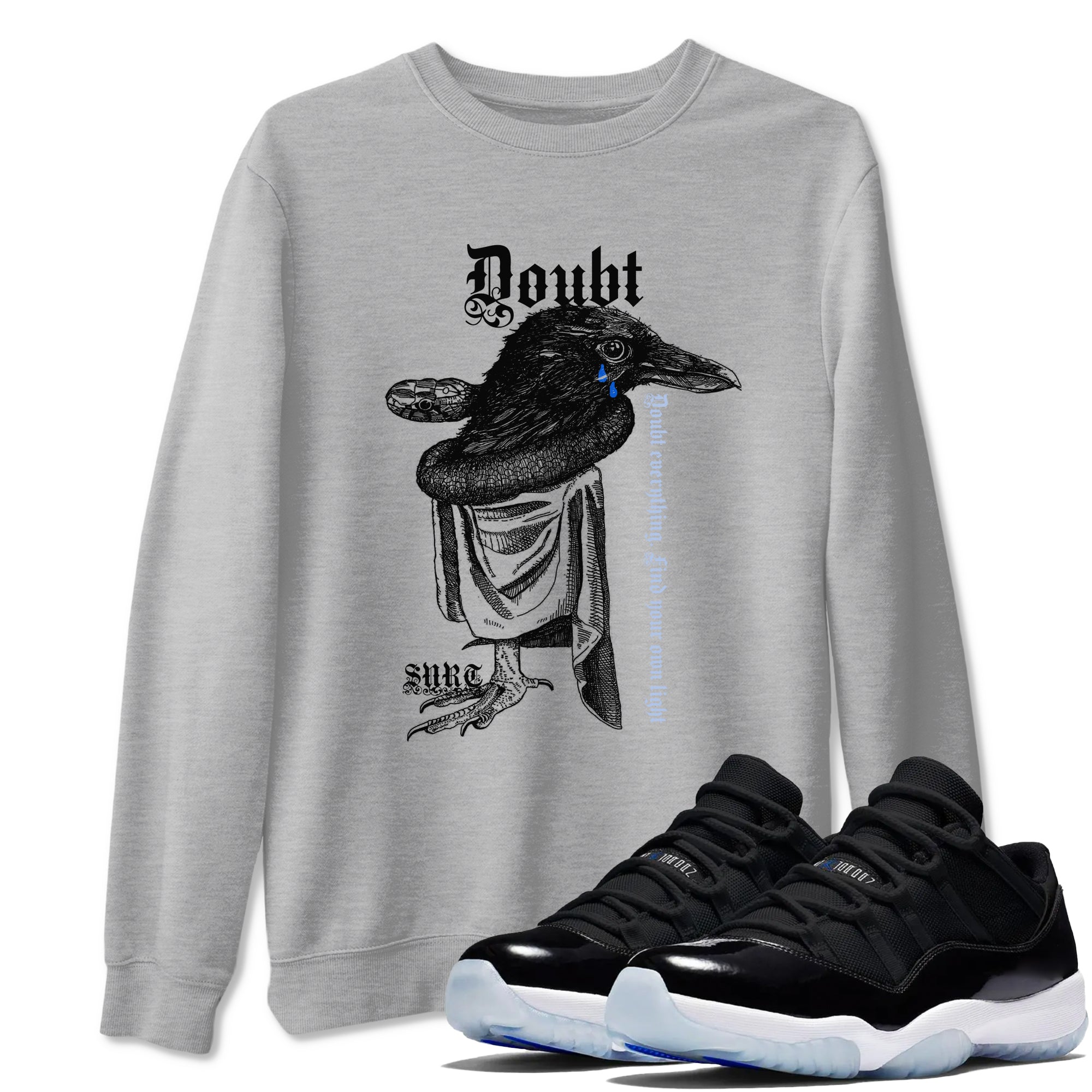Doubt Everything snkmatch Tees - Air Jordan 11 Black and Varsity Royal
