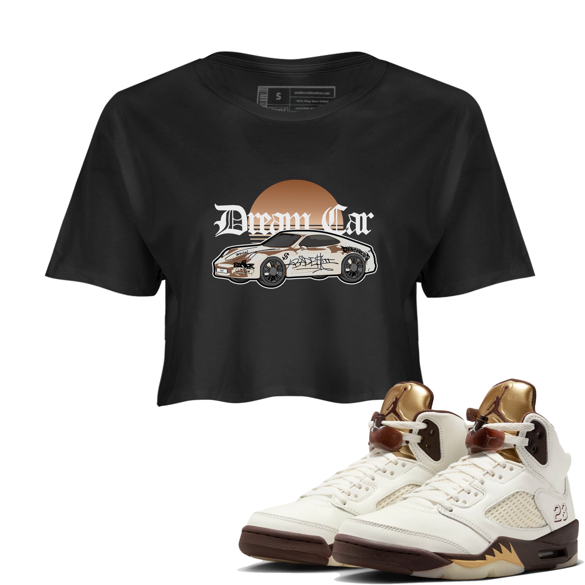 Dream Car snkmatch Women's Top - Air Jordan 5 Golden Ticket