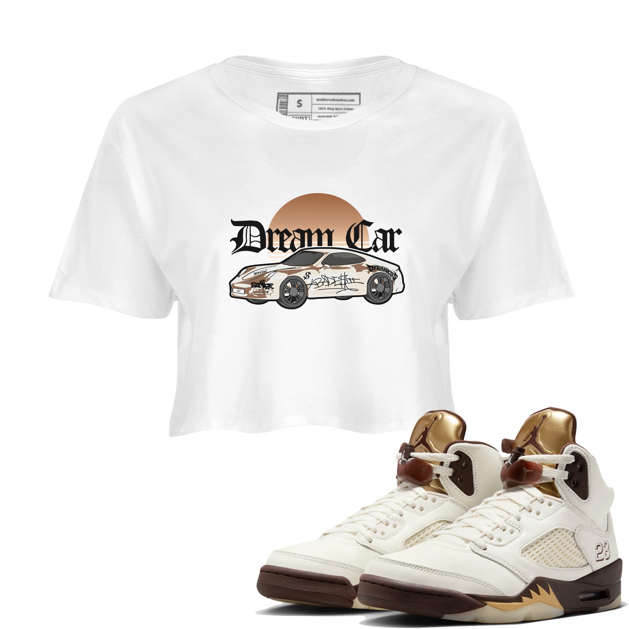 Dream Car snkmatch Women's Top - Air Jordan 5 Golden Ticket