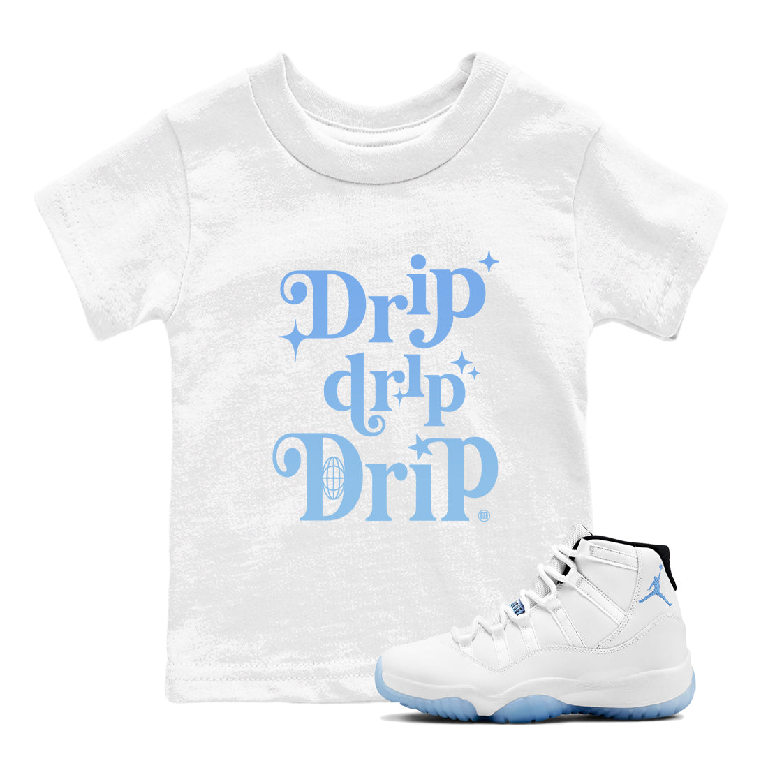 Drip Drip Drip snkmatch Tees Kids - Air Jordan 11 Legend Blue