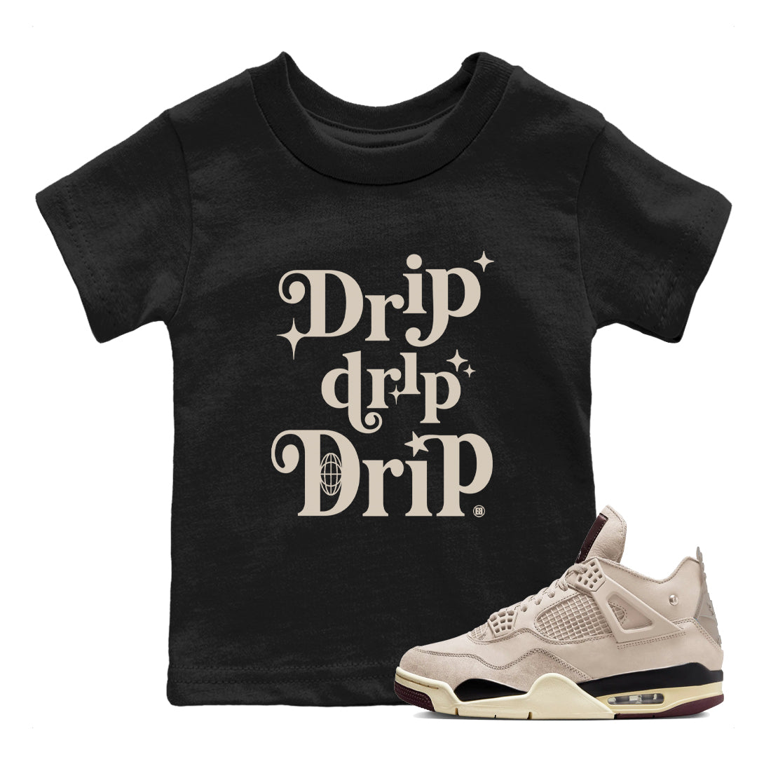 Drip Drip Drip snkmatch Tees Kids - Air Jordan 4 A Ma Maniere x Fossil Stone