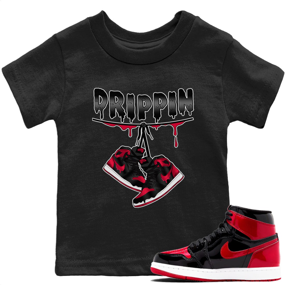 Drippin Kids Tops - Air Jordan 1 Bred Patent