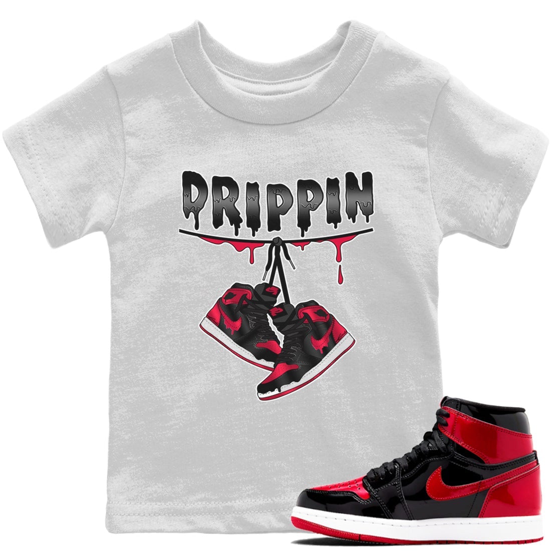 Drippin Kids Tops - Air Jordan 1 Bred Patent