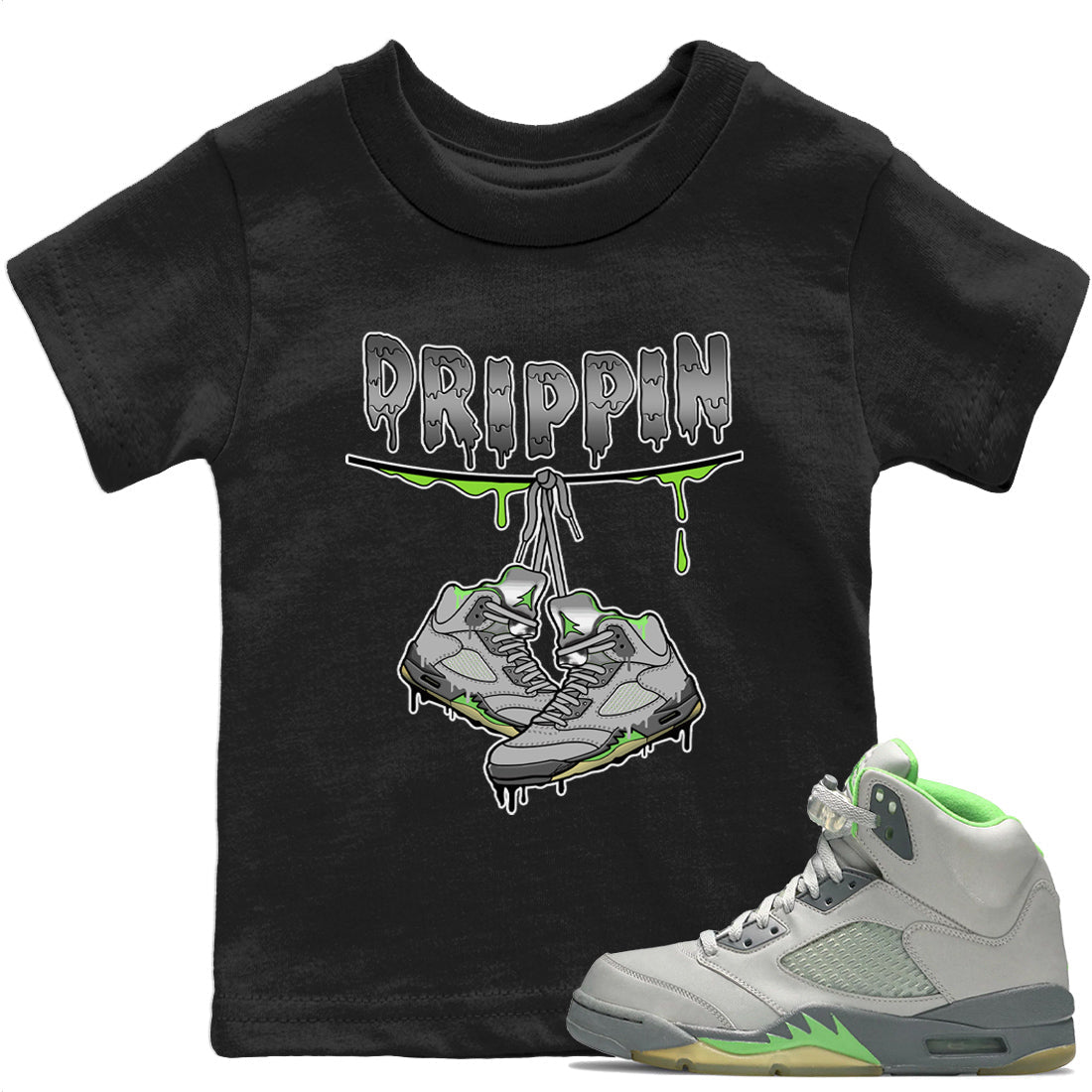 Drippin Kids Tops - Air Jordan 5 Green Bean