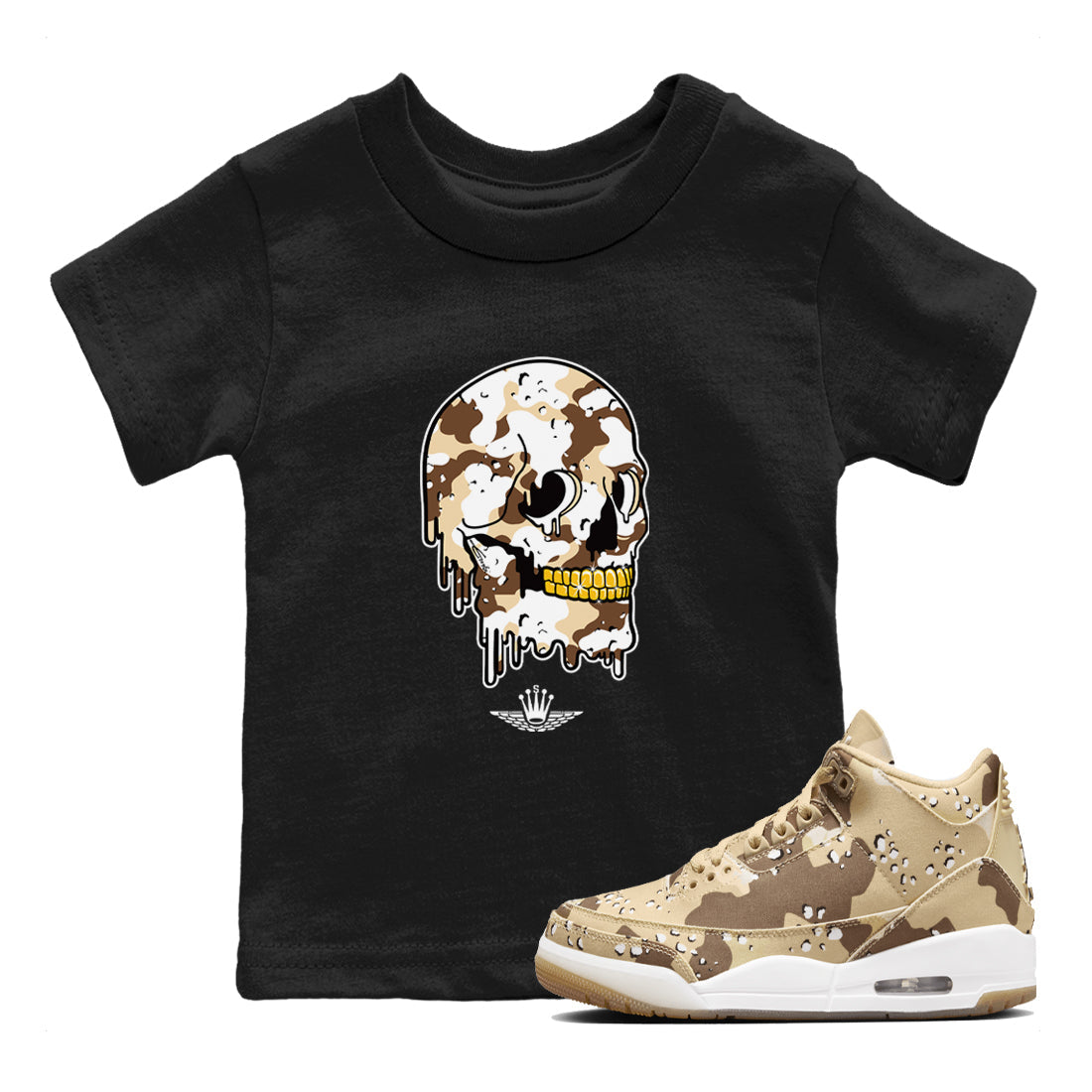 Dripping Camo Skull snkmatch Tees Kids - Air Jordan 3 Desert Camo