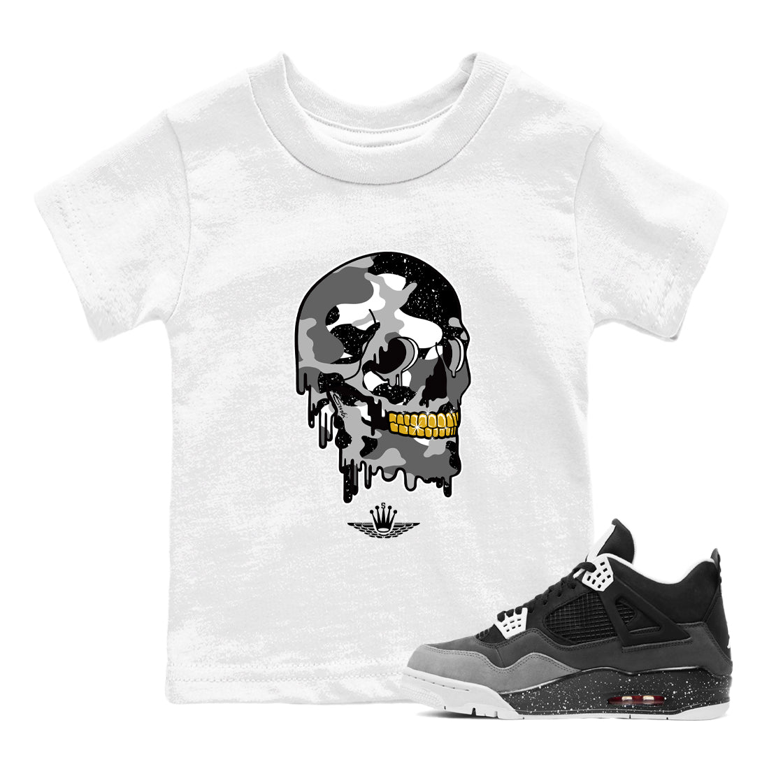 Dripping Camo Skull snkmatch Tees Kids - Air Jordan 4 Fear