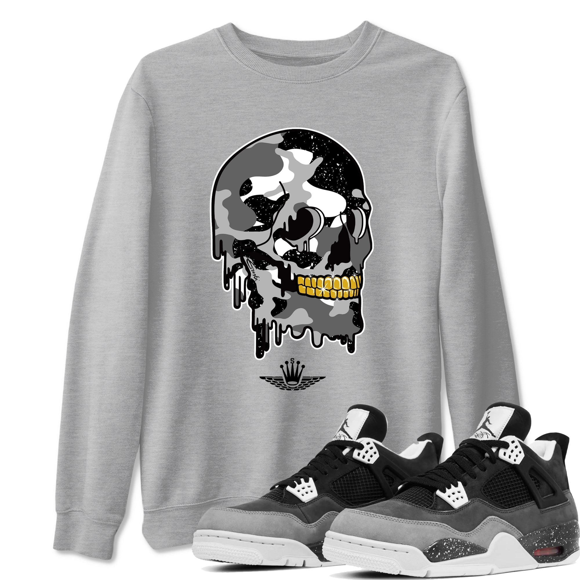 Dripping Camo Skull snkmatch Tees - Air Jordan 4 Fear