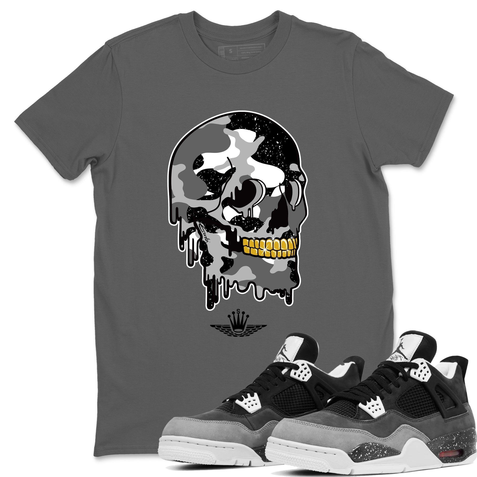 Dripping Camo Skull snkmatch Tees - Air Jordan 4 Fear