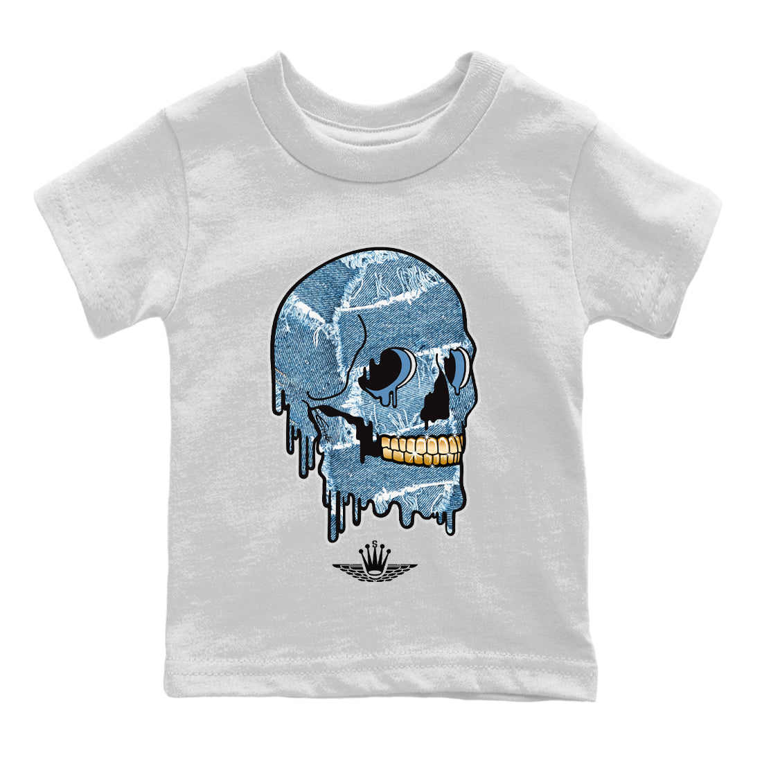 Dripping Camo Skull Kids Tops - Air Jordan 1 Denim