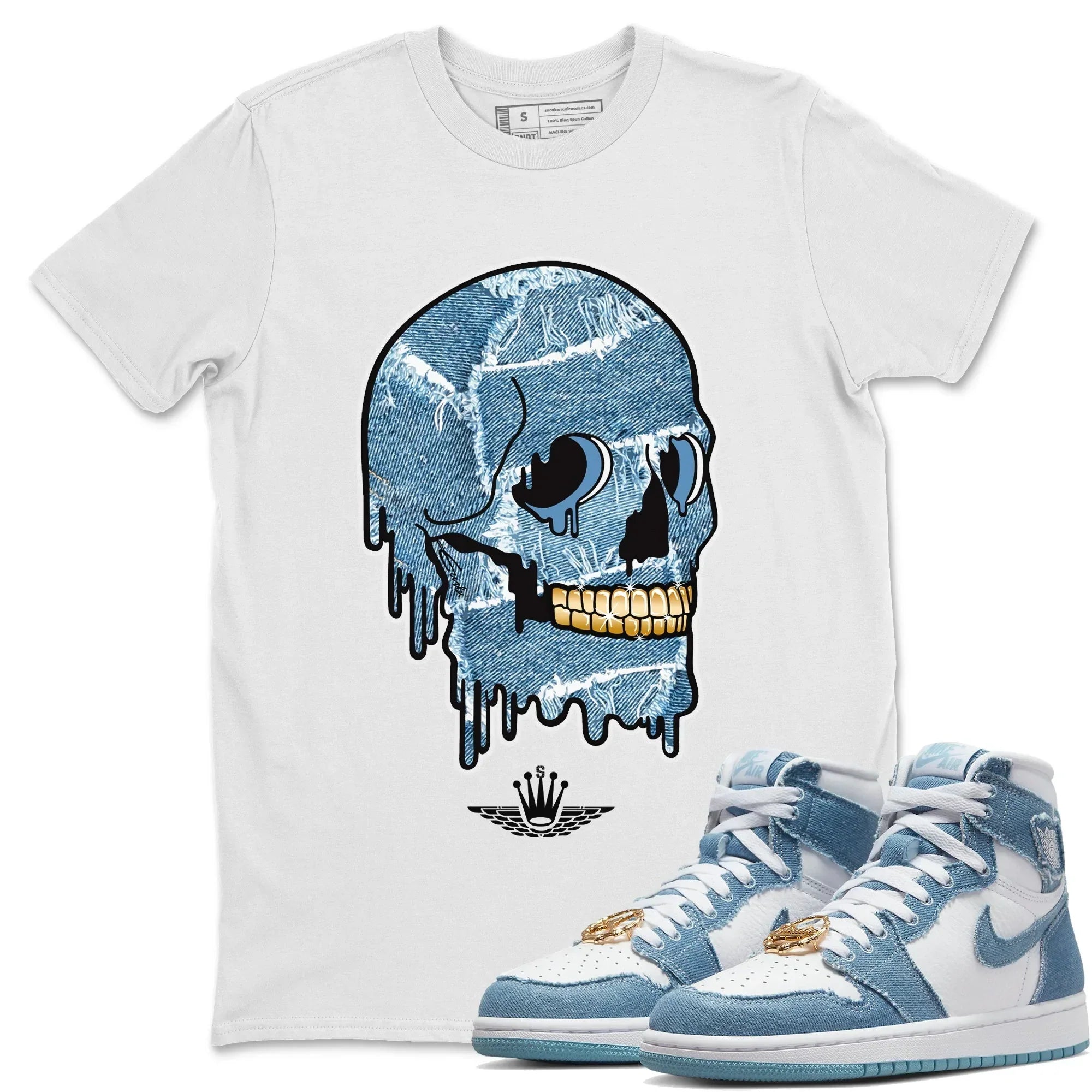 Dripping Camo Skull Unisex Tops - Air Jordan 1 Denim