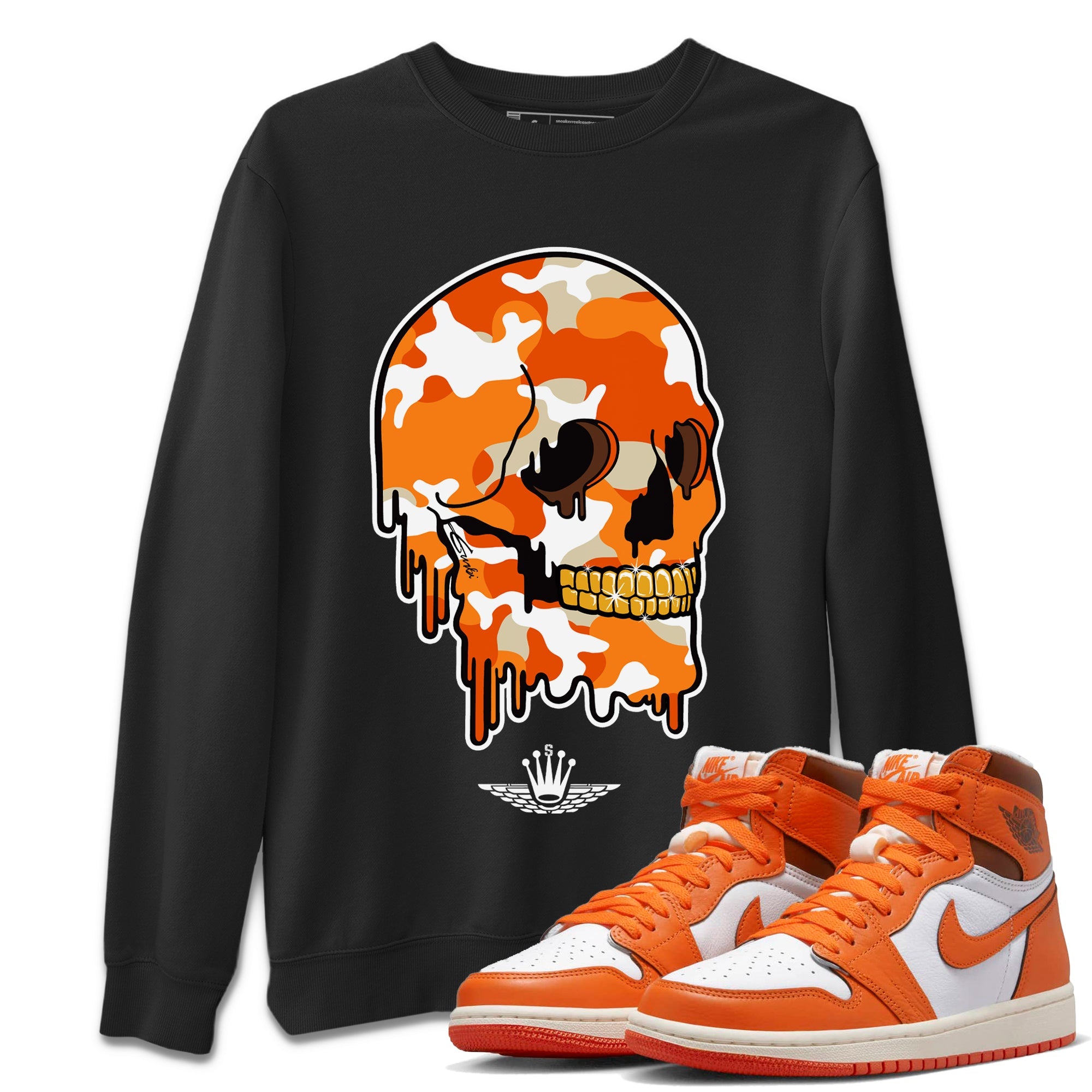 Dripping Camo Skull Unisex Tops - Air Jordan 1 Starfish