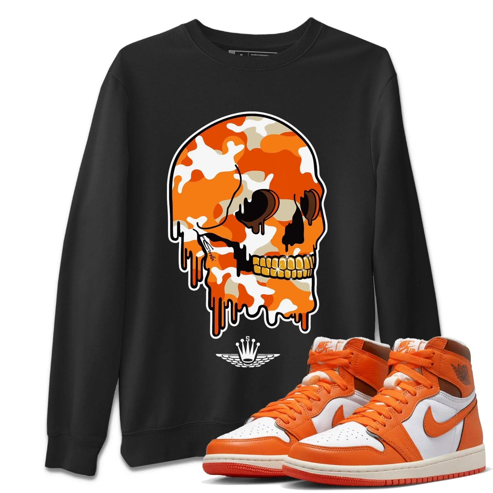Dripping Camo Skull Unisex Tops - Air Jordan 1 Starfish