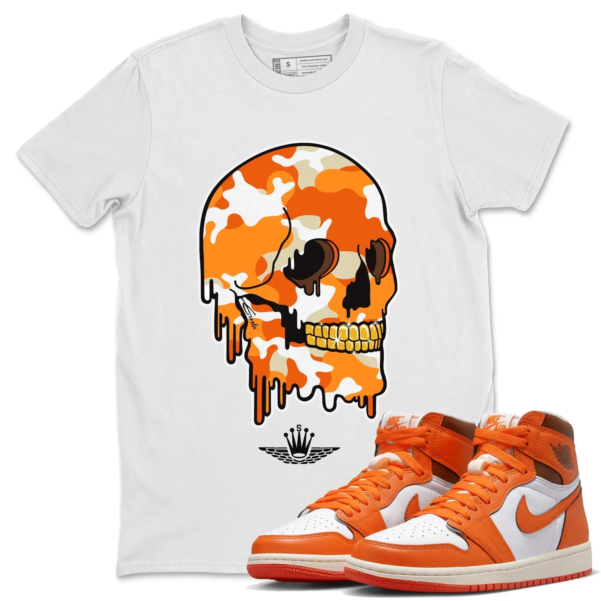 Dripping Camo Skull Unisex Tops - Air Jordan 1 Starfish