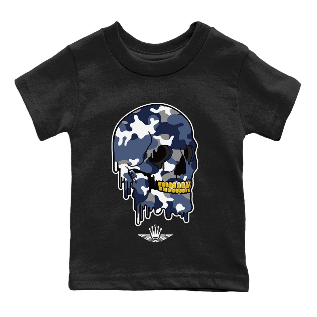 Dripping Camo Skull Kids Tops - Air Jordan 11 Midnight Navy