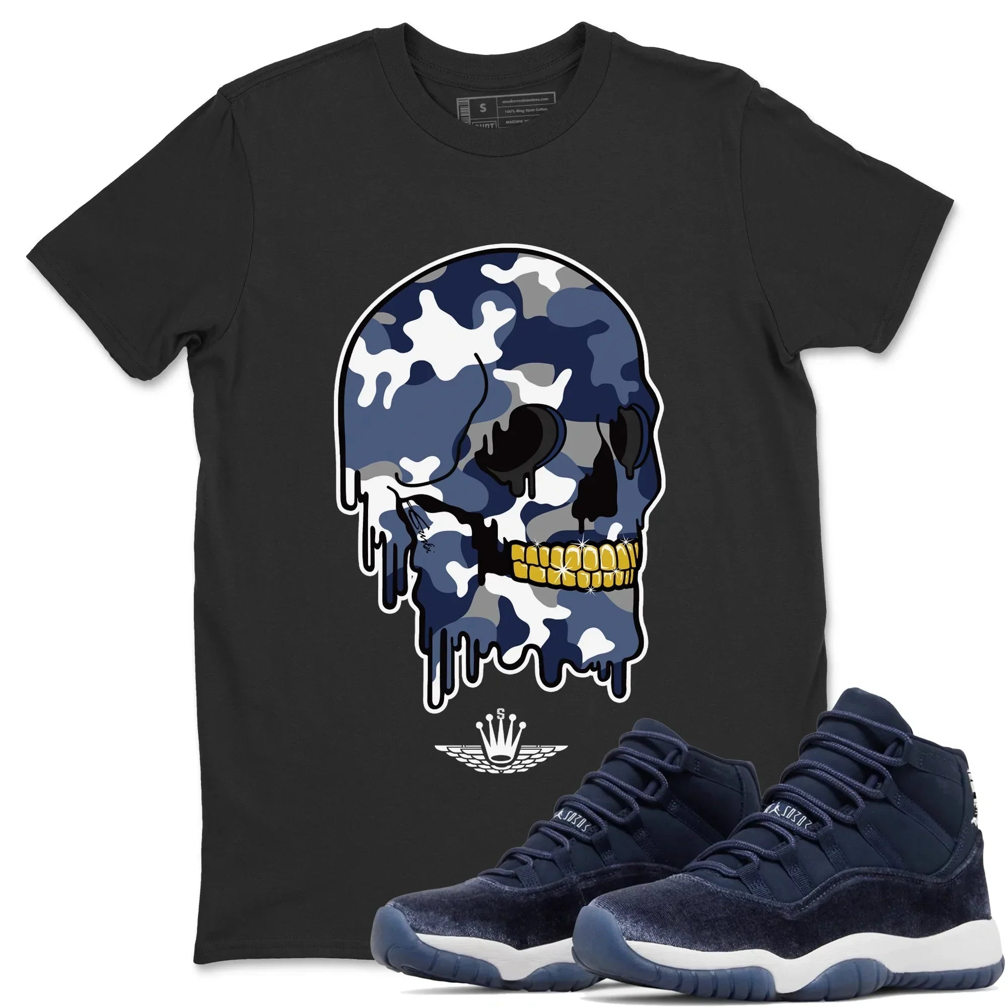 Dripping Camo Skull Unisex Tops - Air Jordan 11 Midnight Navy