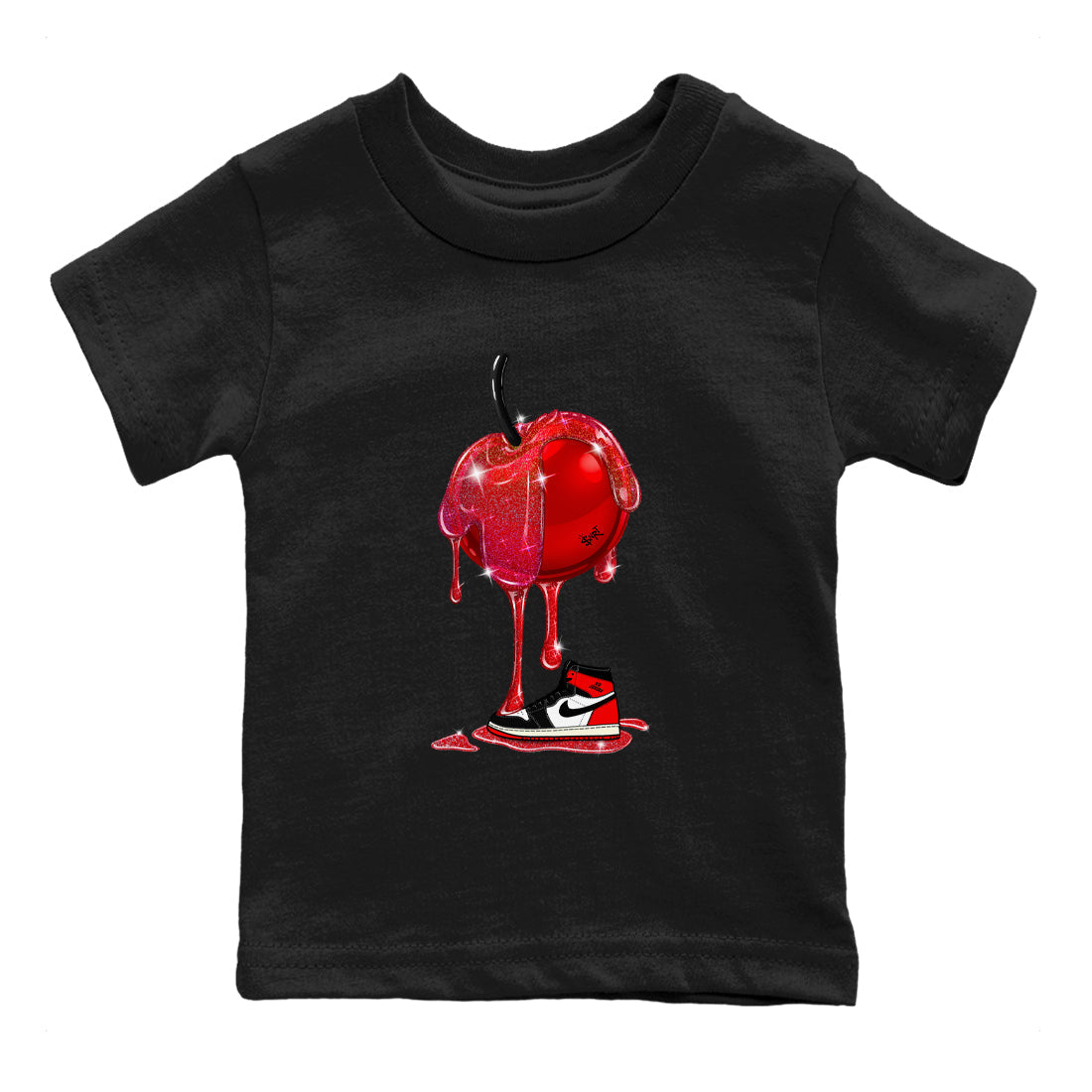 Dripping Cherries snkmatch Tees Kids - Air Jordan 1 Black Toe Reimagined
