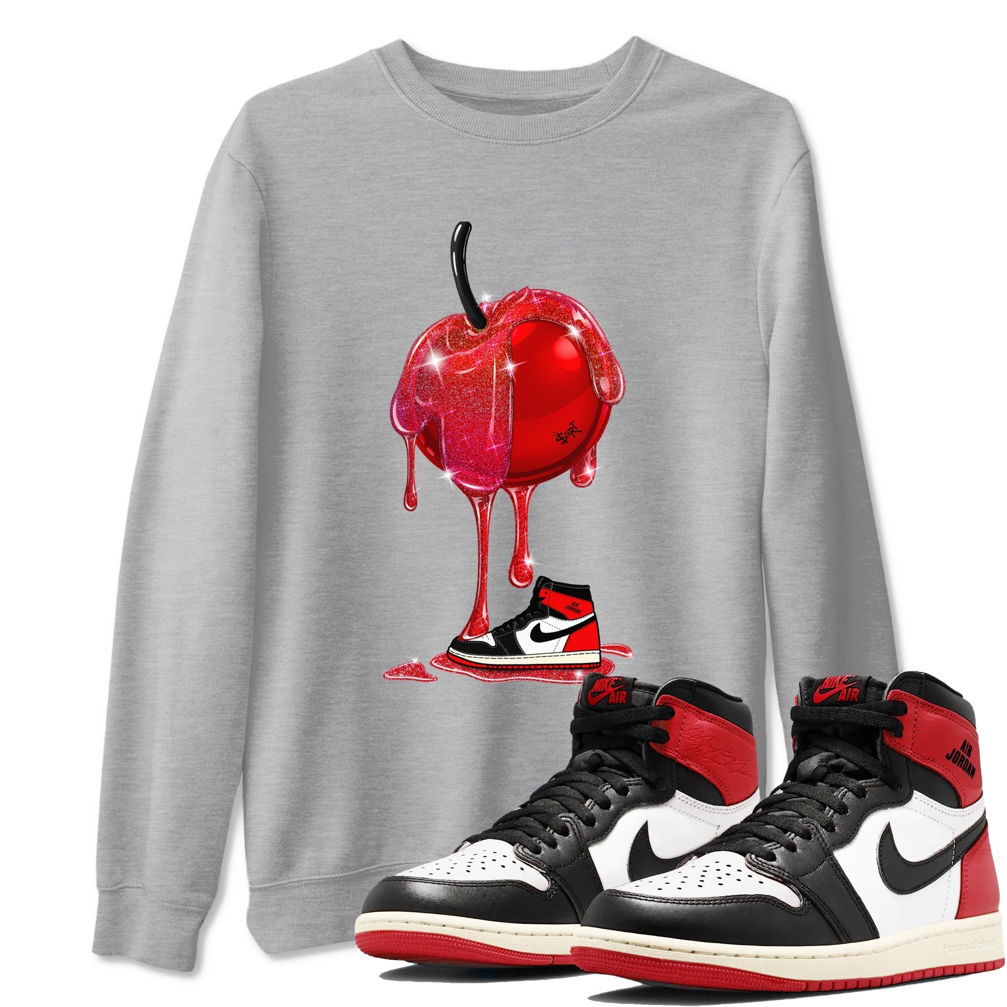 Dripping Cherries snkmatch Tees - Air Jordan 1 Black Toe Reimagined