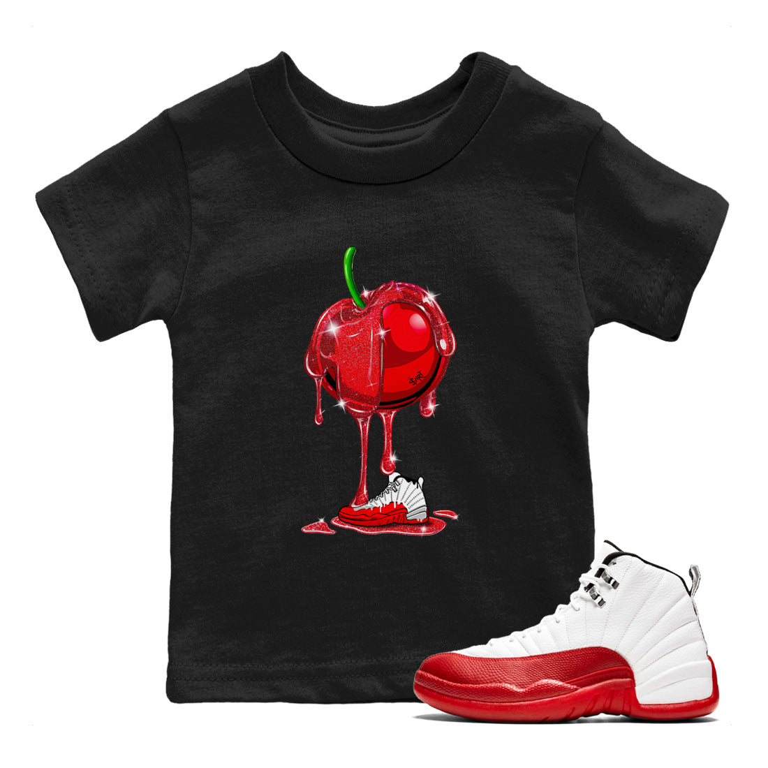 Dripping Cherries Kids Tops - Air Jordan 12 Cherry