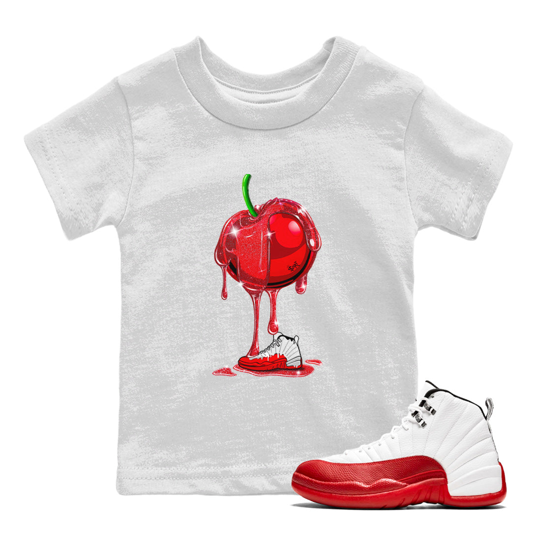 Dripping Cherries Kids Tops - Air Jordan 12 Cherry