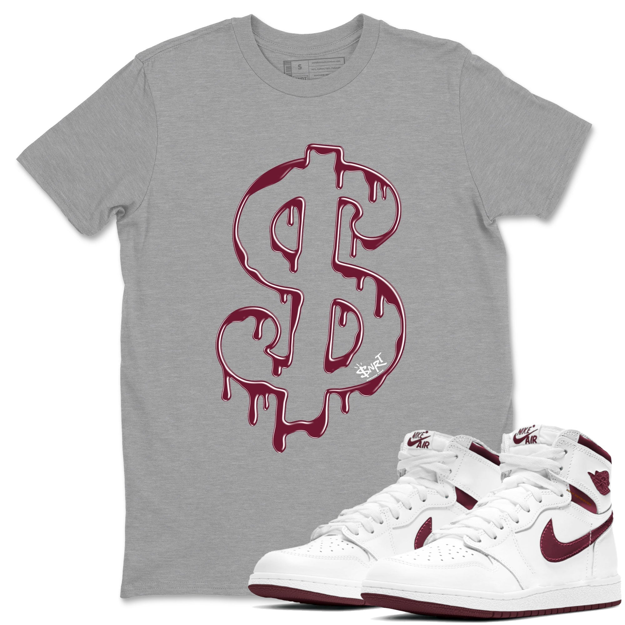 Dripping Dollar snkmatch Tees - Air Jordan 1 Metallic Burgundy