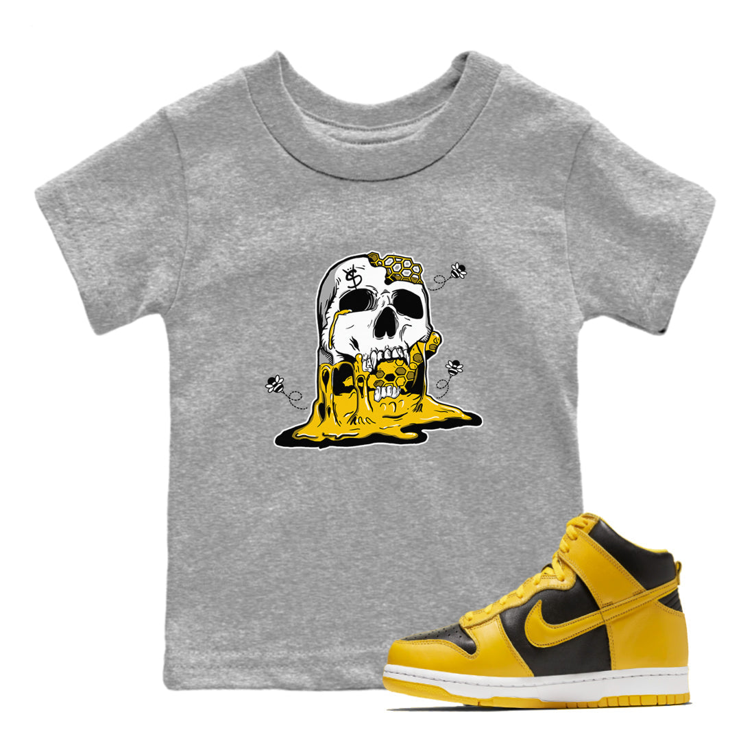 Dripping Honey Skullhead snkmatch Tees Kids - Dunk High Pollen