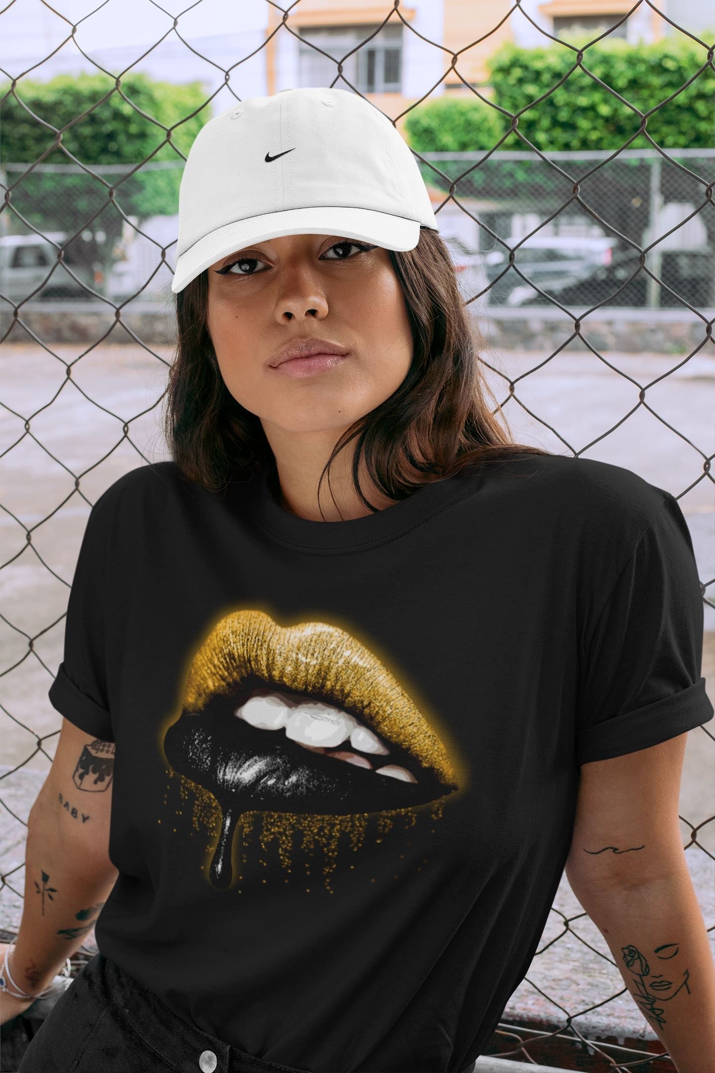 Dripping Lips Unisex Tops - Dunk Championship Goldenrod