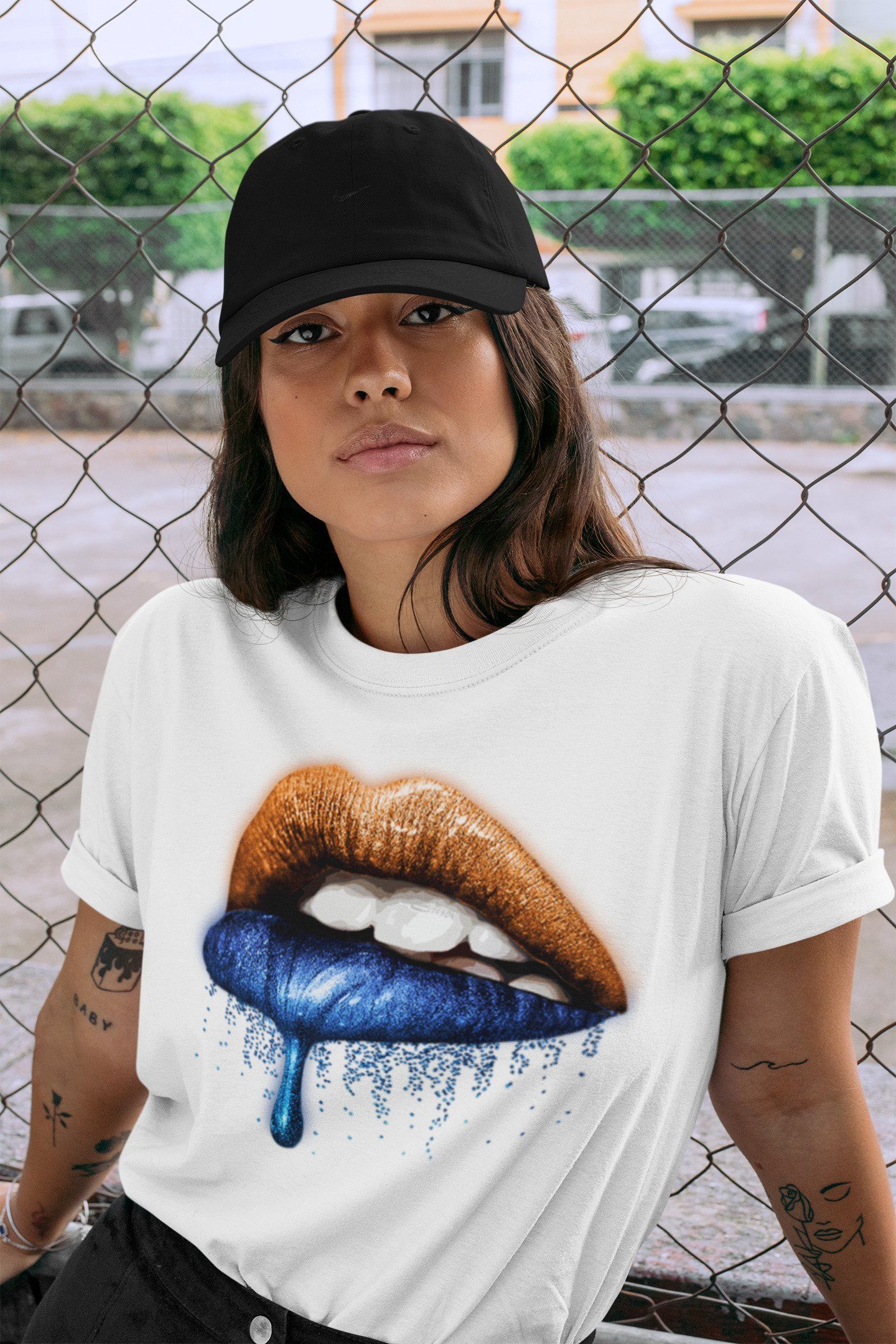 Dripping Lips Unisex Tops - Yeezy 700 Bright Blue