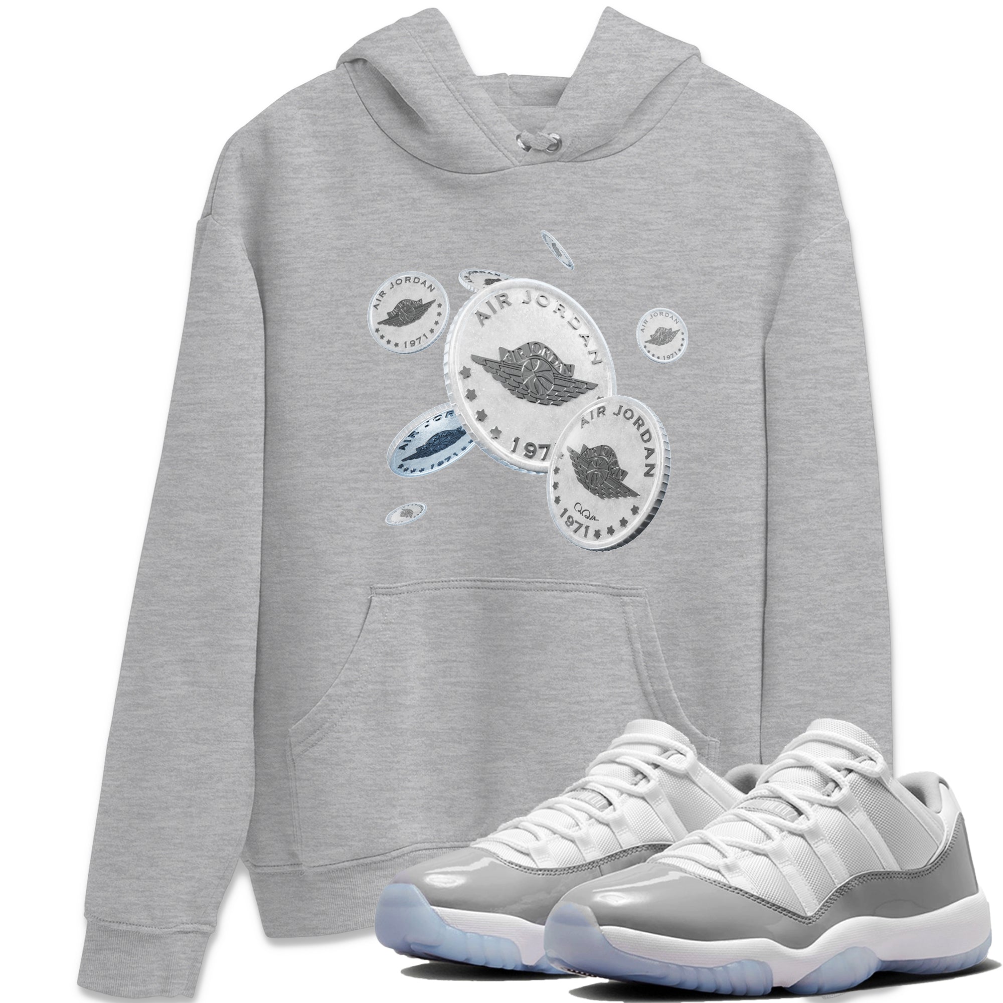 Drop Coin Unisex Tops - Air Jordan 11 White Cement