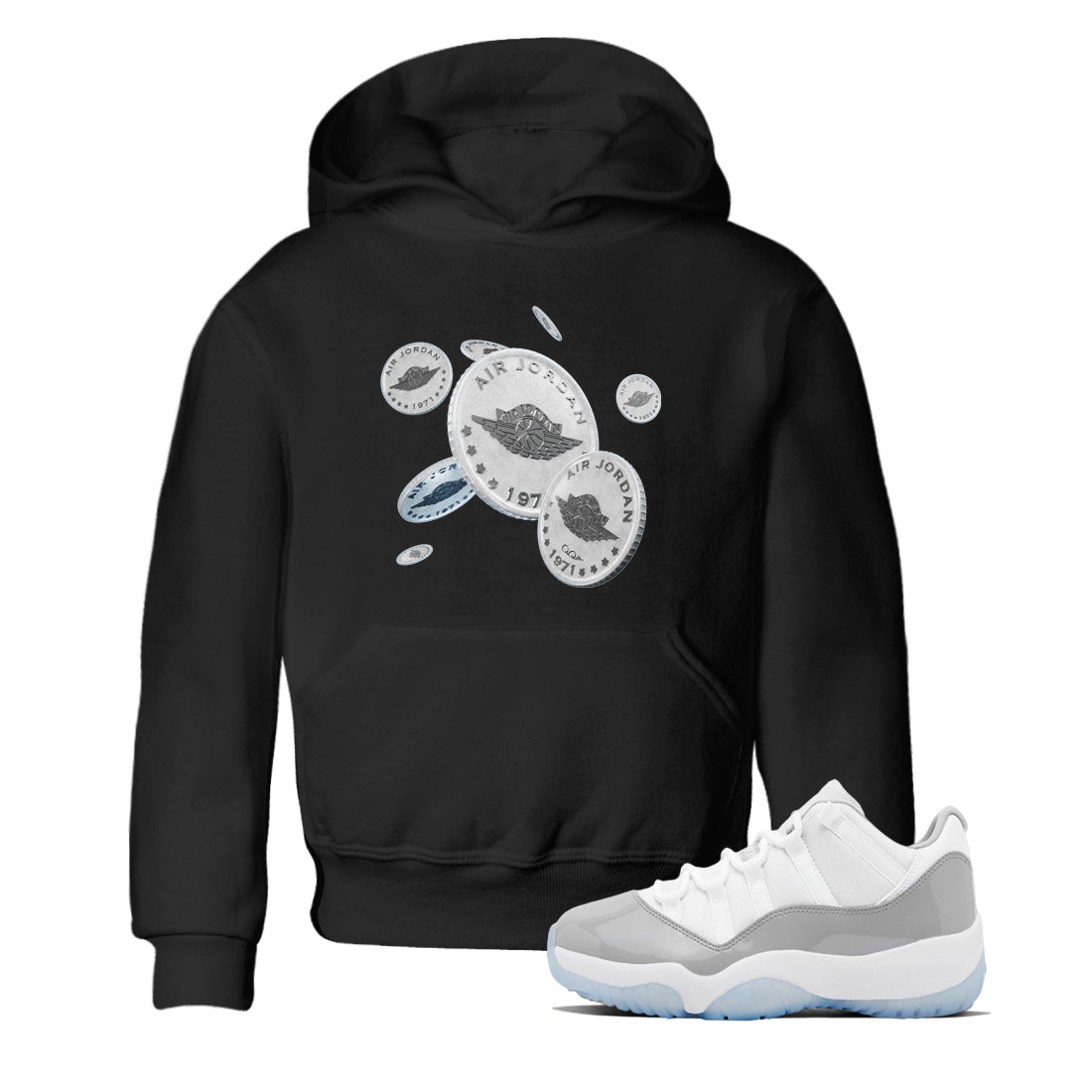 Drop Coin Kids Tops - Air Jordan 11 White Cement