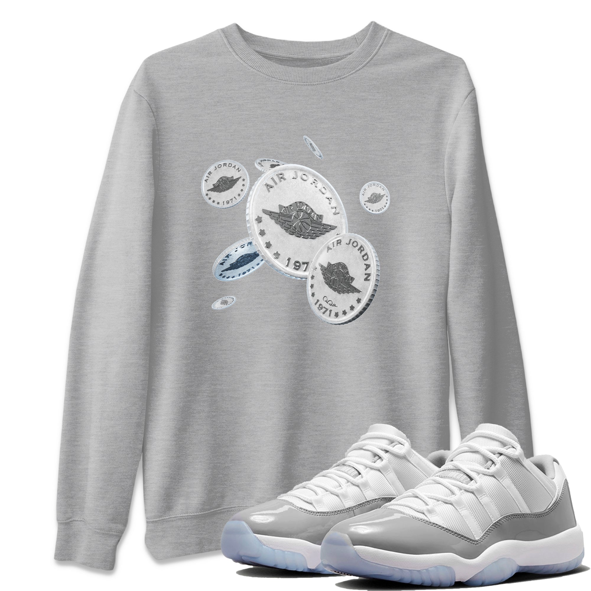 Drop Coin Unisex Tops - Air Jordan 11 White Cement
