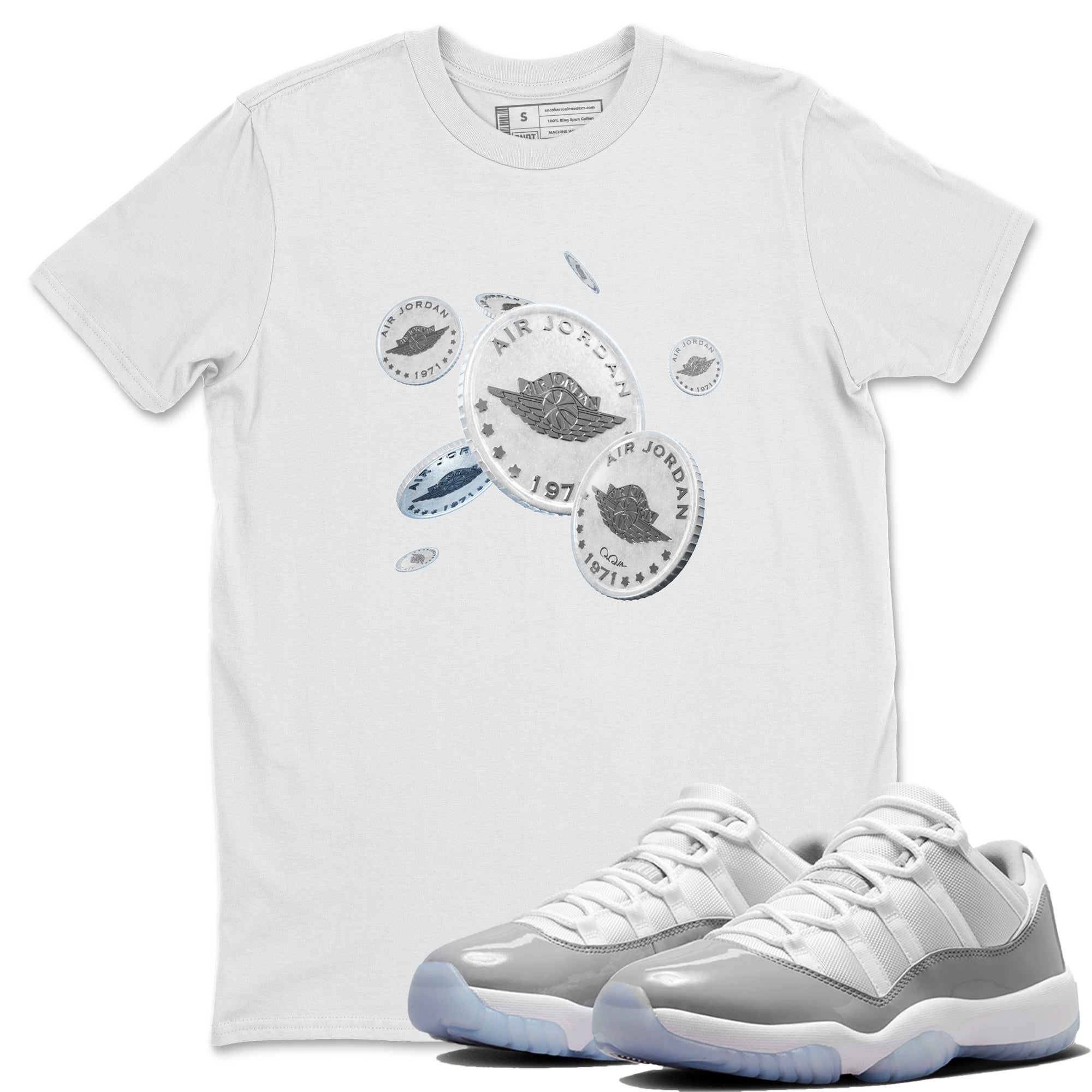 Drop Coin Unisex Tops - Air Jordan 11 White Cement