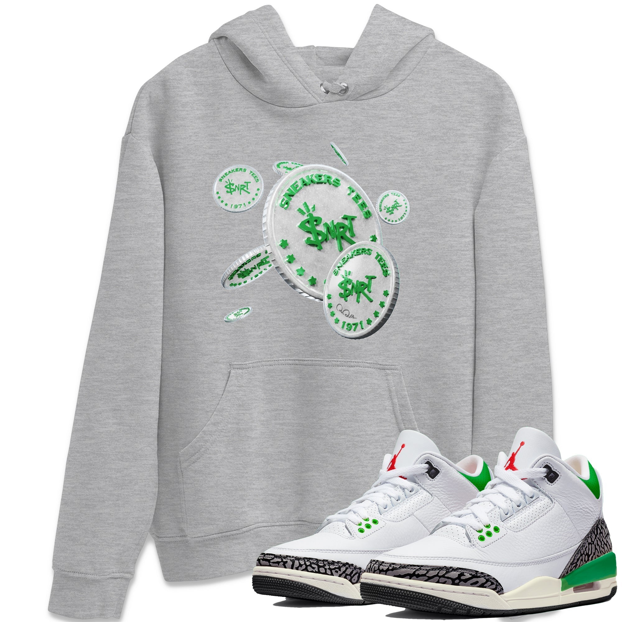Drop Coin Unisex Tops - Air Jordan 3 Lucky Green