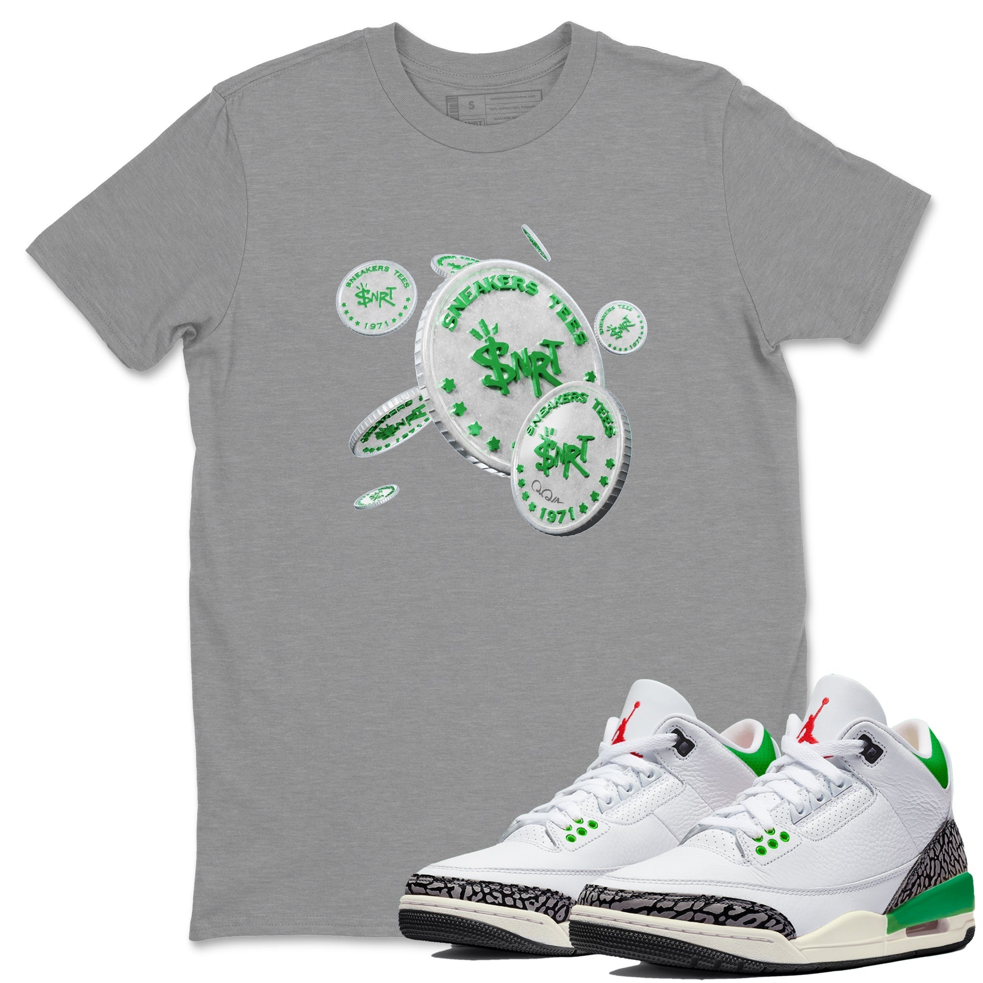 Drop Coin Unisex Tops - Air Jordan 3 Lucky Green