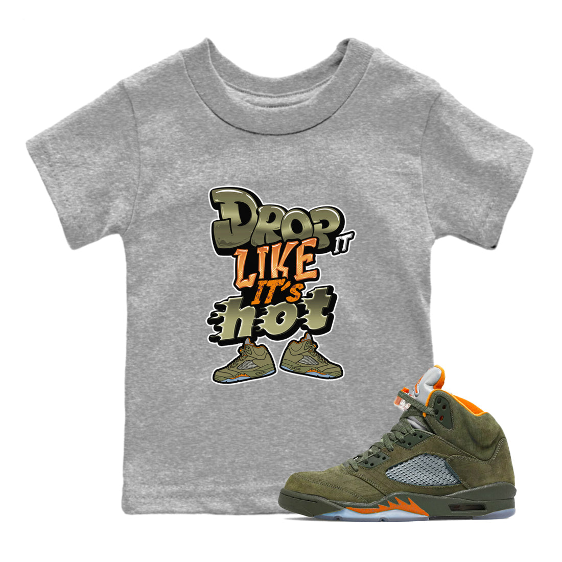 Drop It Like It's Hot snkmatch Tees Kids - Air Jordan 5 Olive