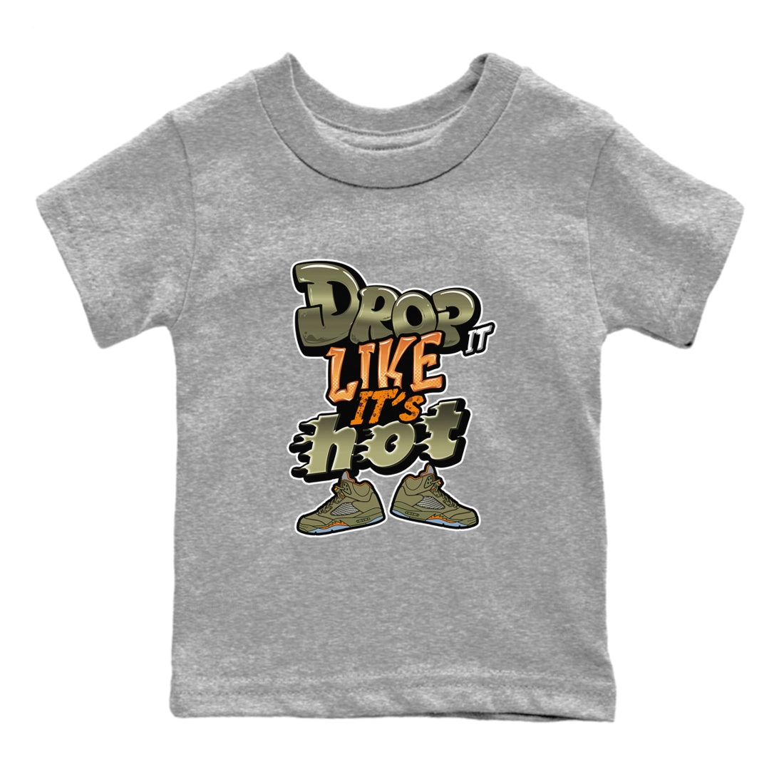 Drop It Like It's Hot snkmatch Tees Kids - Air Jordan 5 Olive
