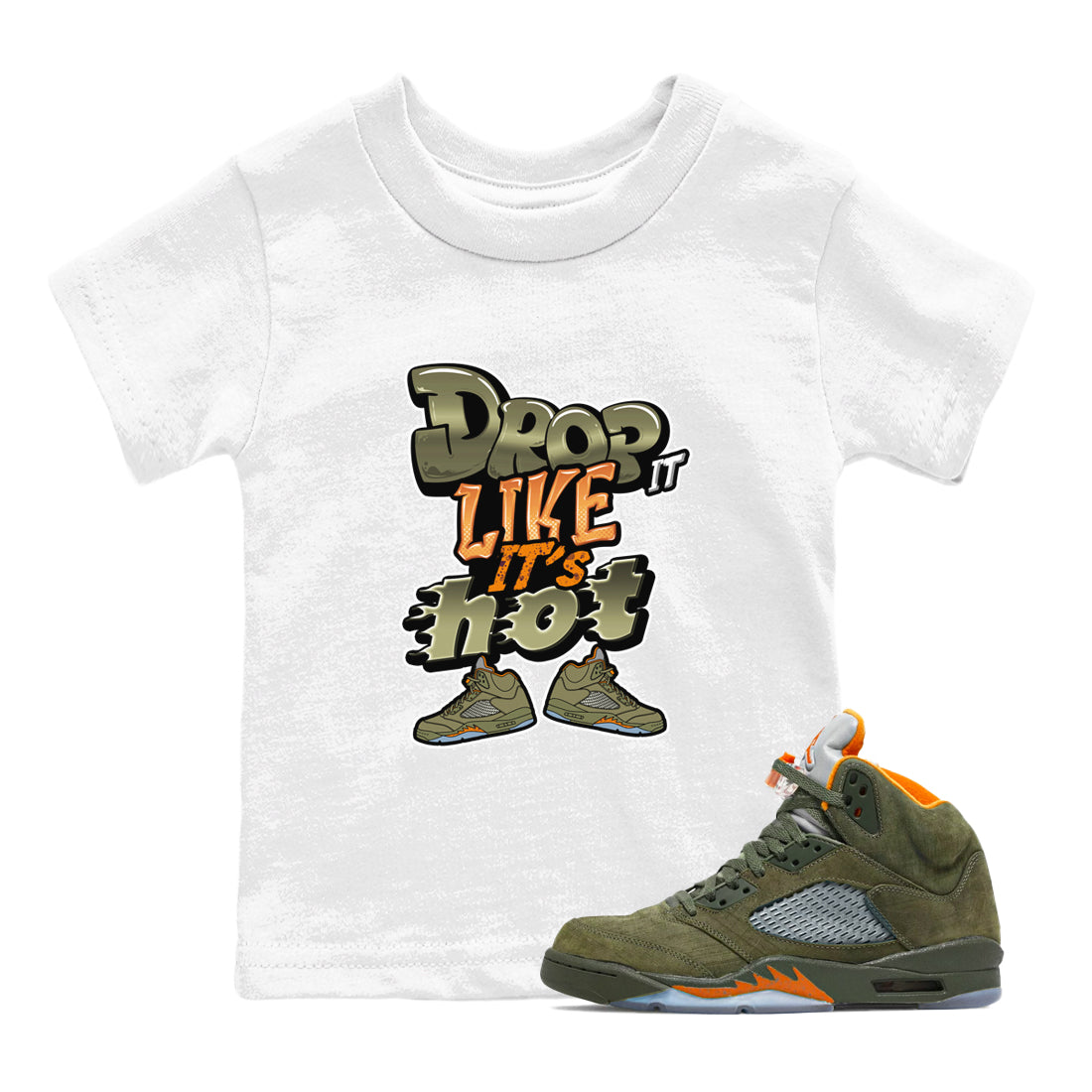 Drop It Like It's Hot snkmatch Tees Kids - Air Jordan 5 Olive