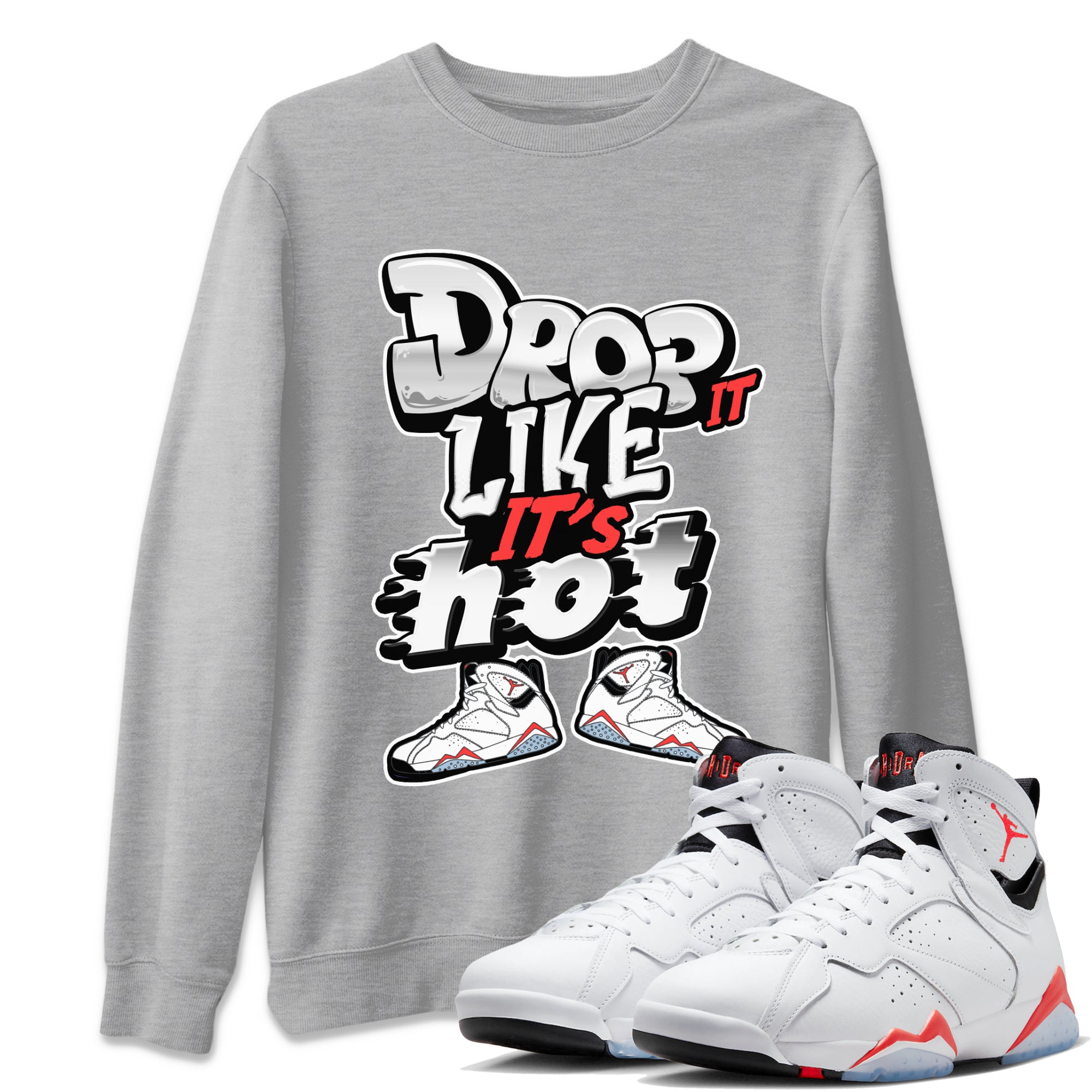 Drop It Like It's Hot snkmatch Tee - Air Jordan 7 White Infrared