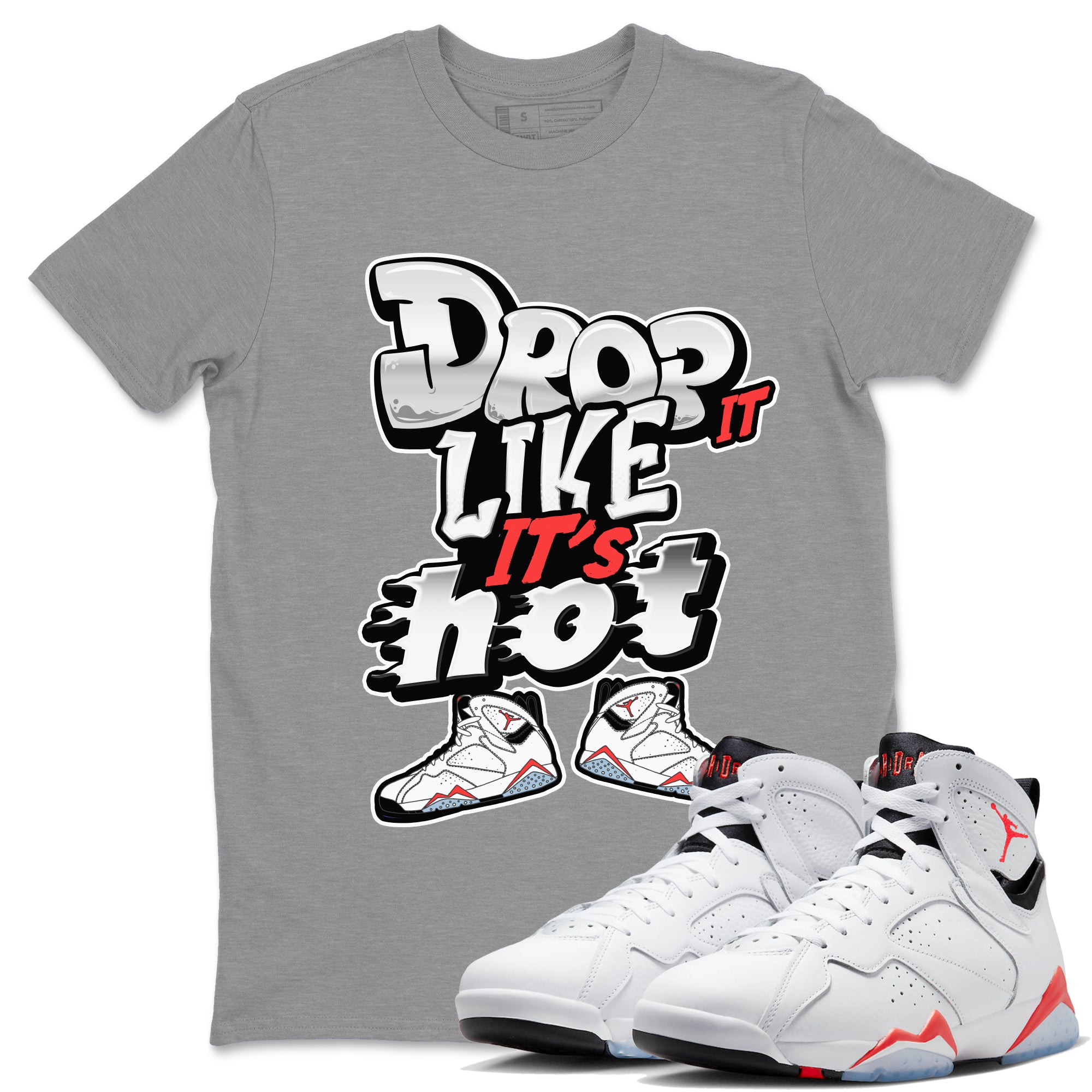 Drop It Like It's Hot snkmatch Tee - Air Jordan 7 White Infrared