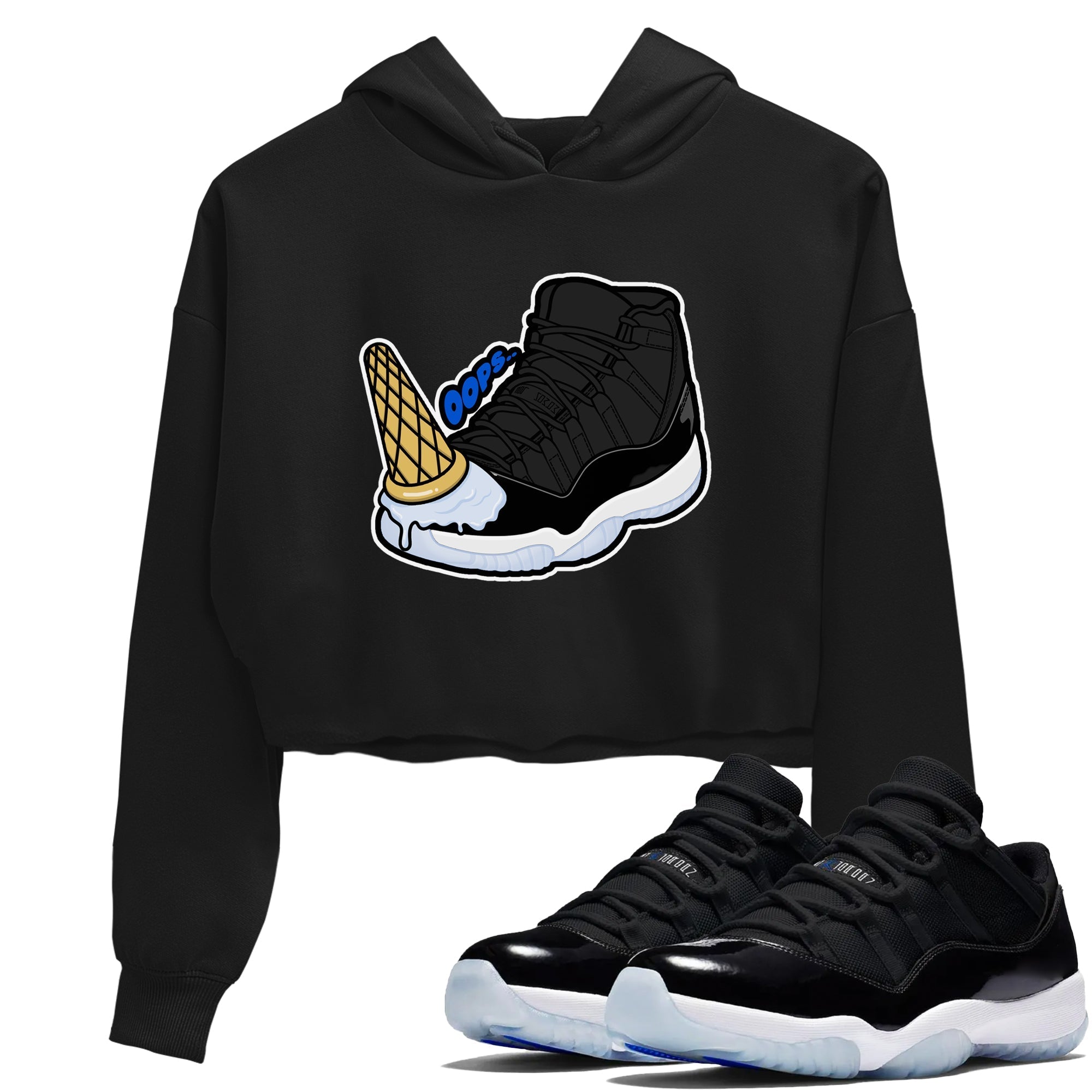 Dropped Ice Cream snkmatch Women's Top - Air Jordan 11 Black and Varsity Royal