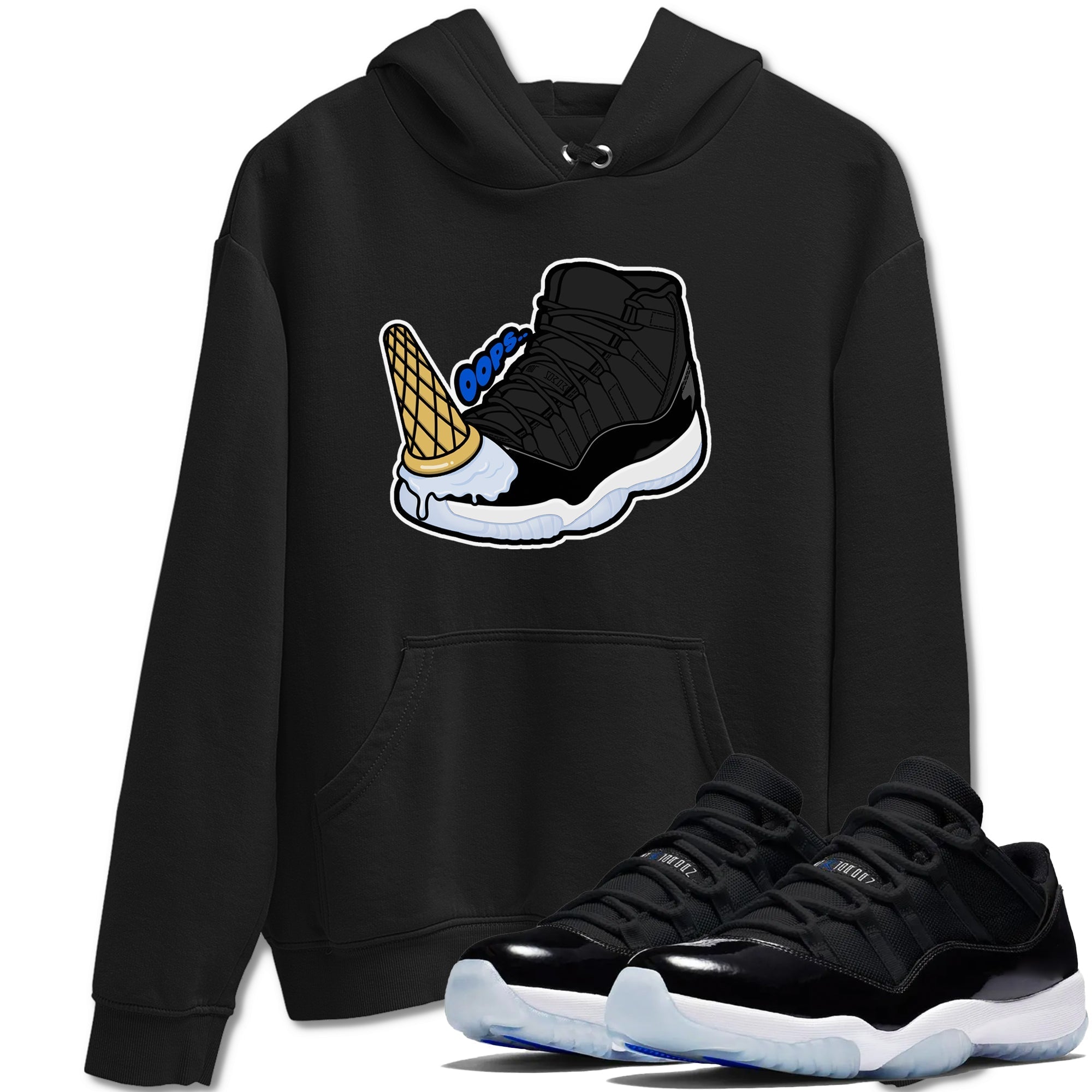 Dropped Ice Cream snkmatch Tees - Air Jordan 11 Black and Varsity Royal