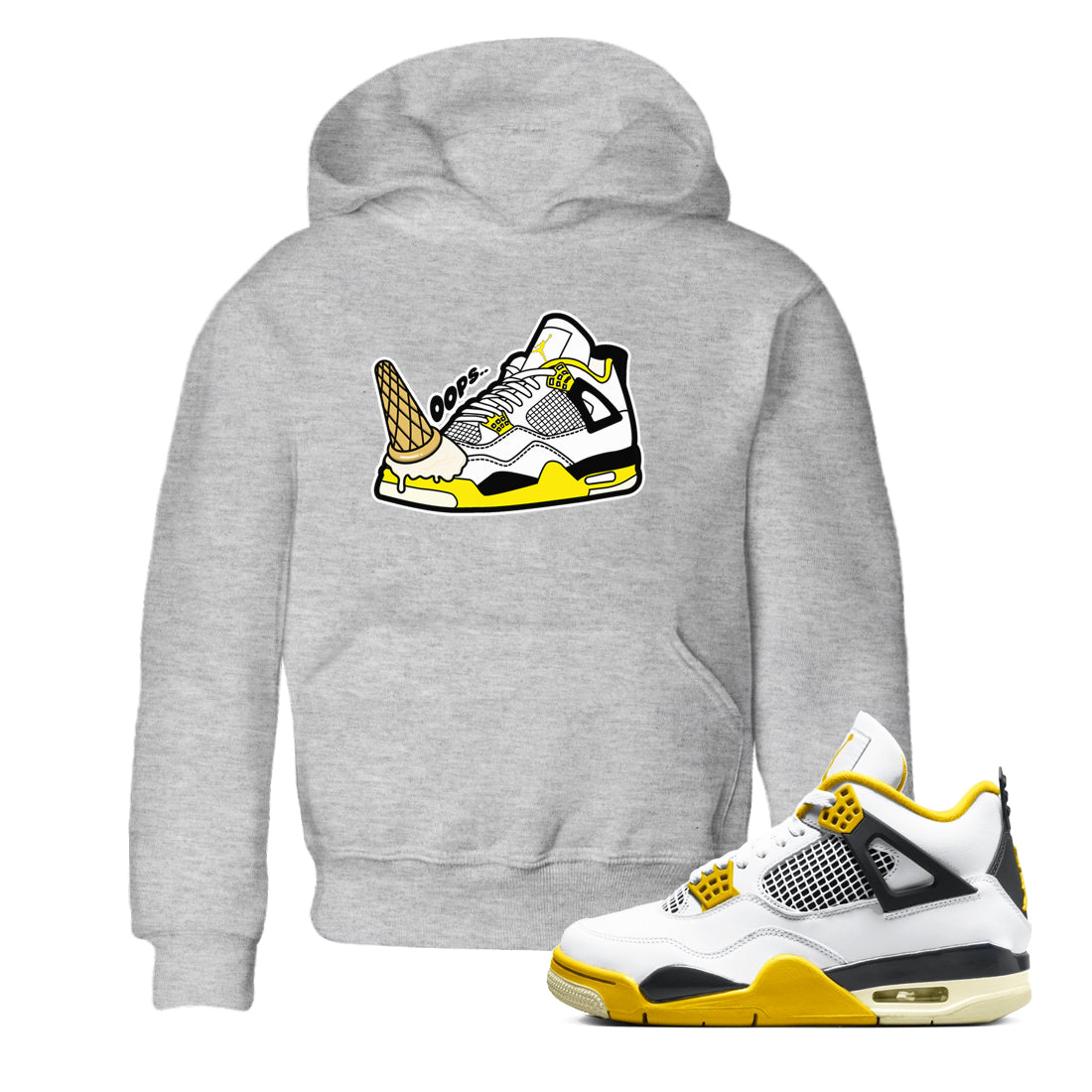 Dropped Ice Cream snkmatch Tees Kids - Air Jordan 4 Vivid Sulfur
