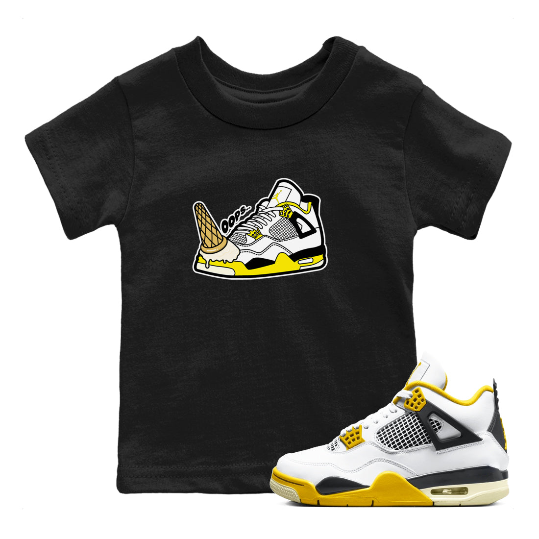 Dropped Ice Cream snkmatch Tees Kids - Air Jordan 4 Vivid Sulfur