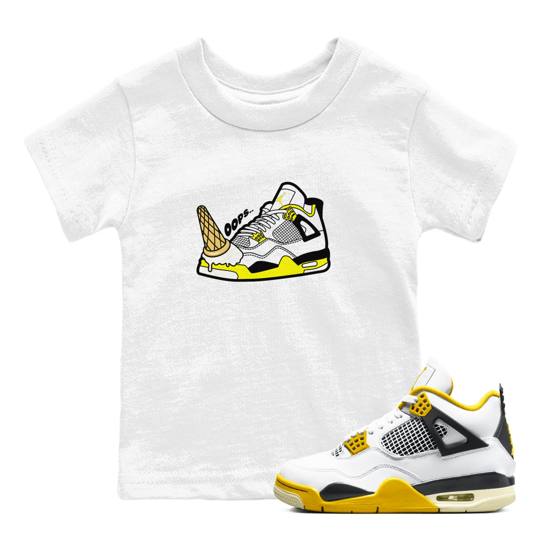 Dropped Ice Cream snkmatch Tees Kids - Air Jordan 4 Vivid Sulfur