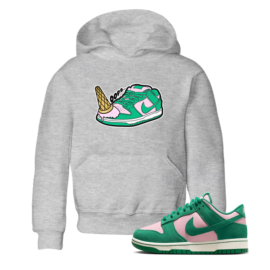 Dropped Ice Cream snkmatch Tees Kids - Dunk Medium Soft Pink Malachite