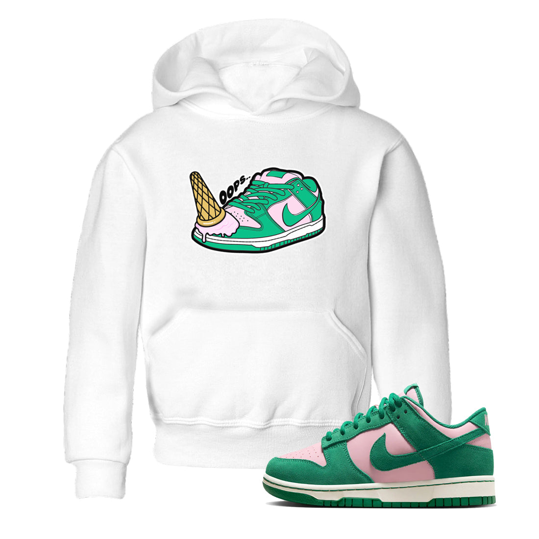 Dropped Ice Cream snkmatch Tees Kids - Dunk Medium Soft Pink Malachite